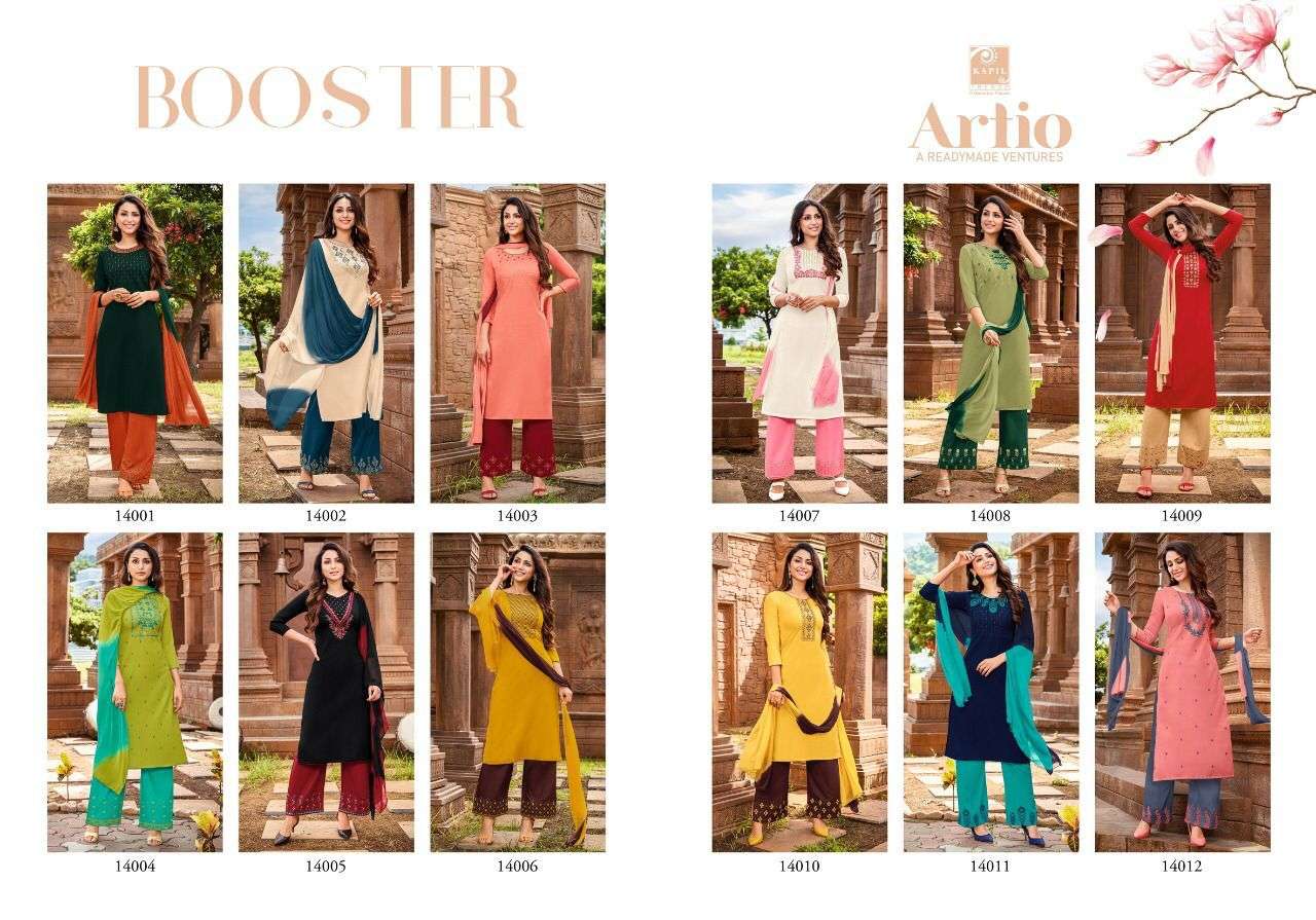 BOOSTER BY KAPIL TRENDZ 14001 TO 14012 SERIES BEAUTIFUL SUITS COLORFUL STYLISH FANCY CASUAL WEAR & ETHNIC WEAR COTTON WITH WORK DRESSES AT WHOLESALE PRICE