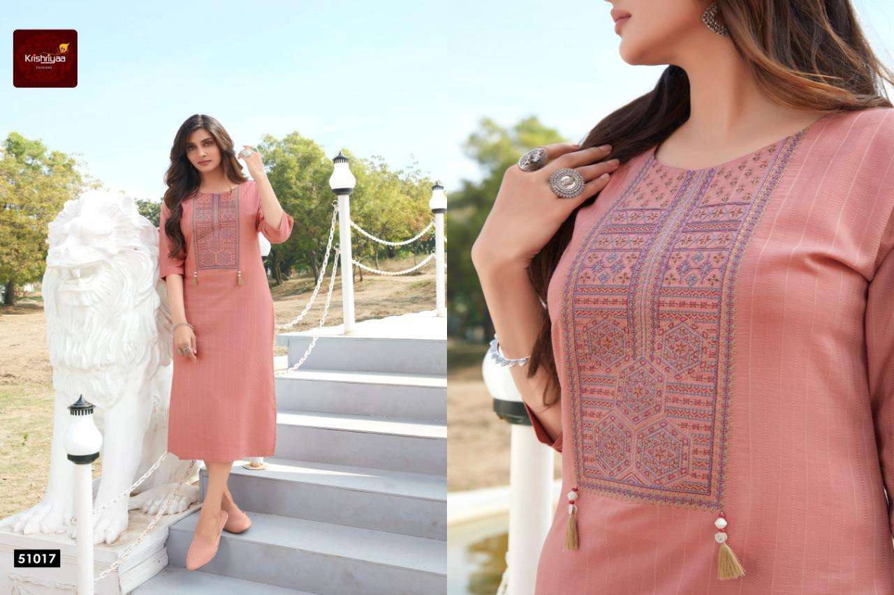 VOGUE BY KRISHRIYAA 51017 TO 51024 SERIES DESIGNER STYLISH FANCY COLORFUL BEAUTIFUL PARTY WEAR & ETHNIC WEAR COLLECTION VISCOSE EMBROIDERY KURTIS AT WHOLESALE PRICE