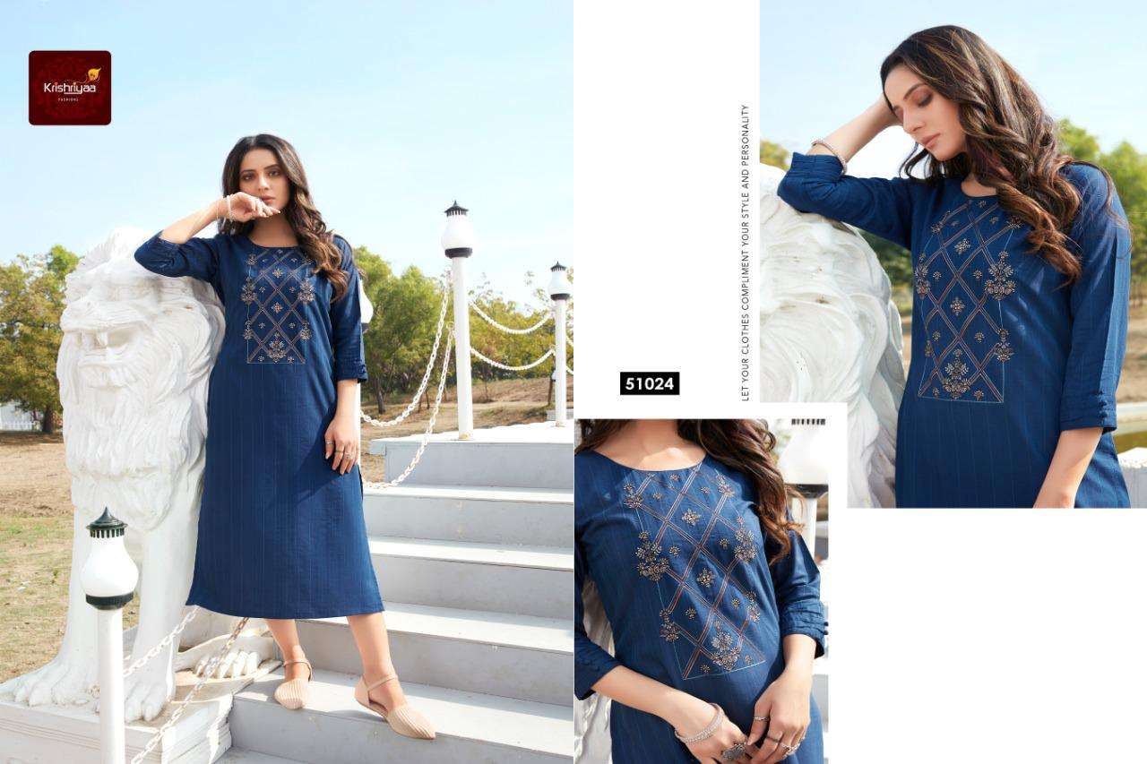 VOGUE BY KRISHRIYAA 51017 TO 51024 SERIES DESIGNER STYLISH FANCY COLORFUL BEAUTIFUL PARTY WEAR & ETHNIC WEAR COLLECTION VISCOSE EMBROIDERY KURTIS AT WHOLESALE PRICE