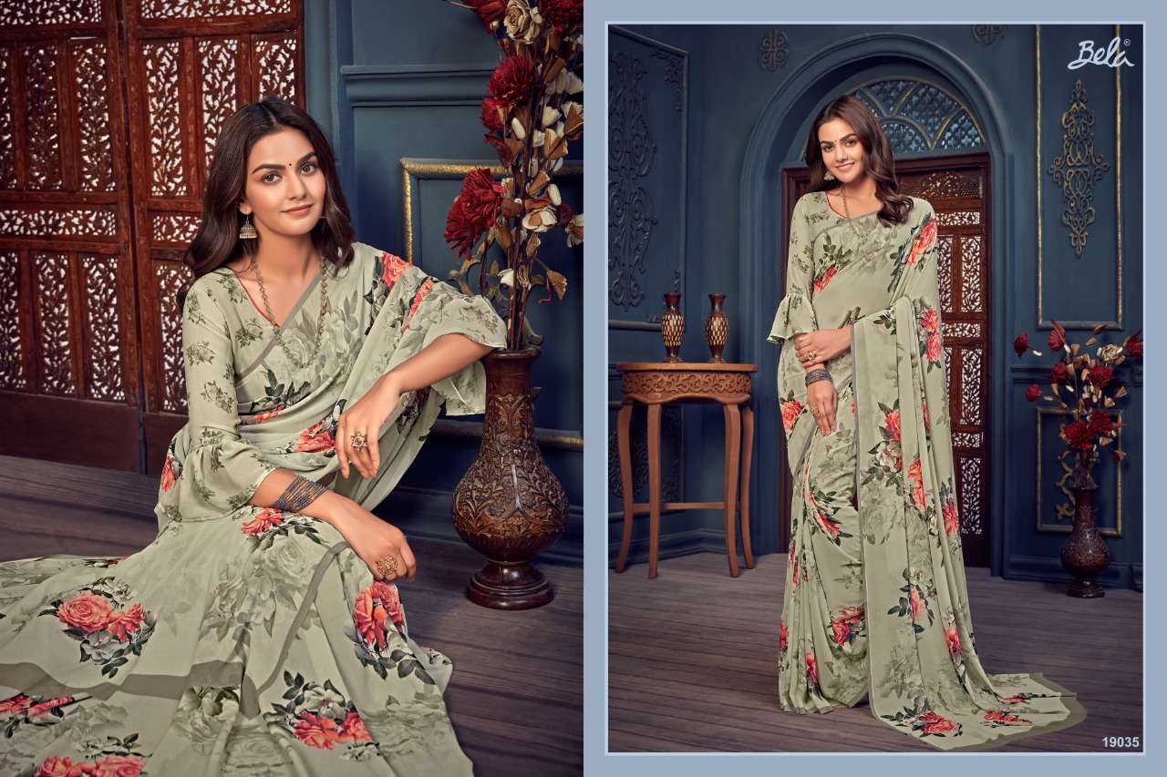 ROSEMARY VOL-14 BY BELA FASHION 19035 TO 19061 SERIES INDIAN TRADITIONAL WEAR COLLECTION BEAUTIFUL STYLISH FANCY COLORFUL PARTY WEAR & OCCASIONAL WEAR GEORGETTE PRINT SAREES AT WHOLESALE PRICE
