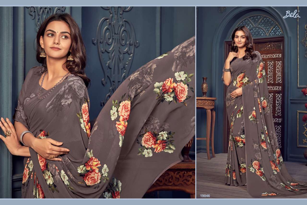 ROSEMARY VOL-14 BY BELA FASHION 19035 TO 19061 SERIES INDIAN TRADITIONAL WEAR COLLECTION BEAUTIFUL STYLISH FANCY COLORFUL PARTY WEAR & OCCASIONAL WEAR GEORGETTE PRINT SAREES AT WHOLESALE PRICE