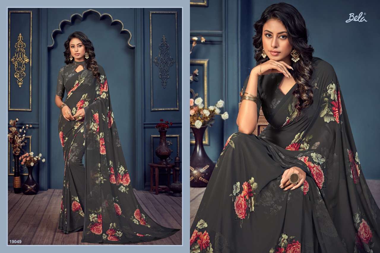 ROSEMARY VOL-14 BY BELA FASHION 19035 TO 19061 SERIES INDIAN TRADITIONAL WEAR COLLECTION BEAUTIFUL STYLISH FANCY COLORFUL PARTY WEAR & OCCASIONAL WEAR GEORGETTE PRINT SAREES AT WHOLESALE PRICE
