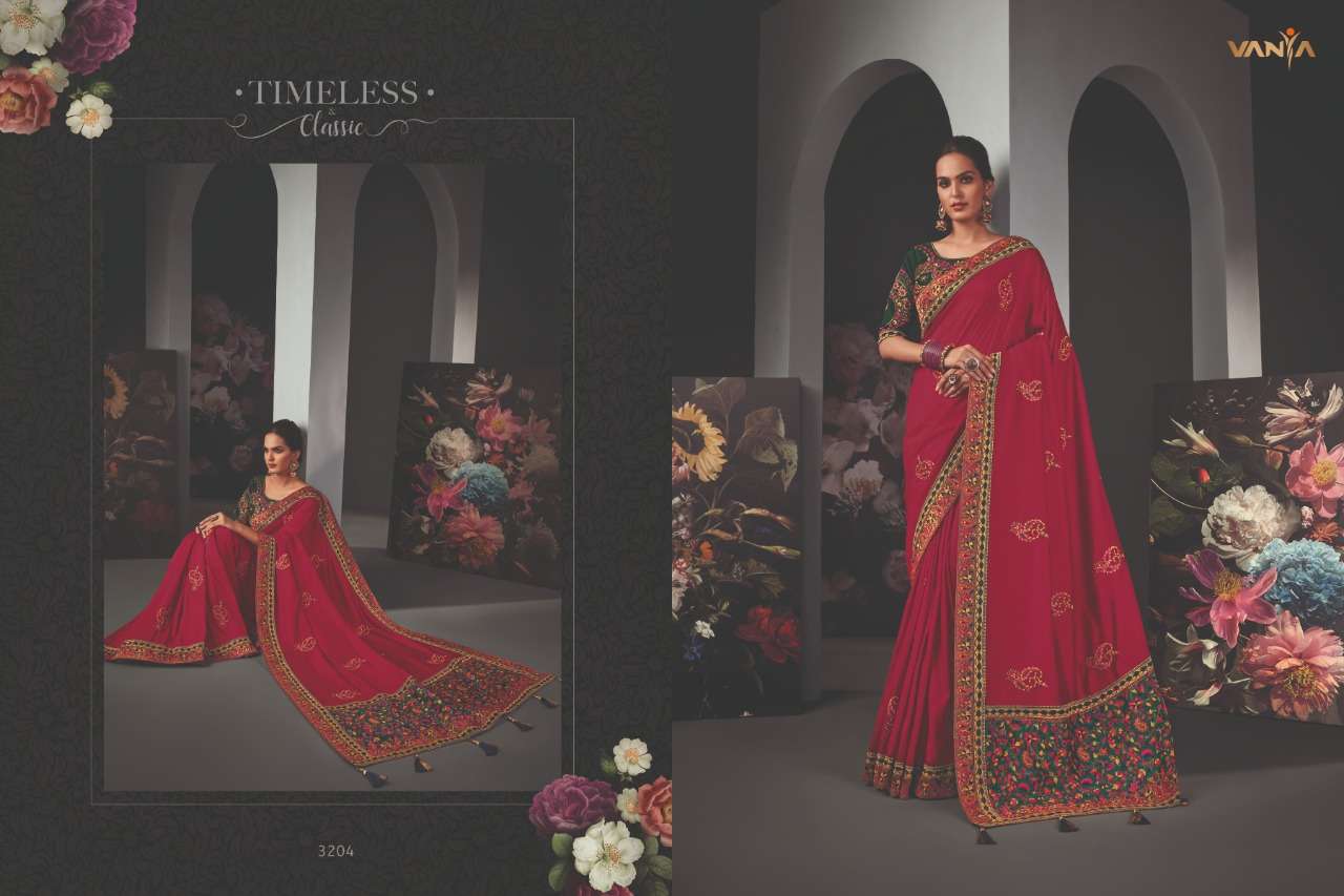 VANYA VOL-22 BY VANYA 3201 TO 3209 SERIES INDIAN TRADITIONAL WEAR COLLECTION BEAUTIFUL STYLISH FANCY COLORFUL PARTY WEAR & OCCASIONAL WEAR SATIN GEORGETTE SAREES AT WHOLESALE PRICE