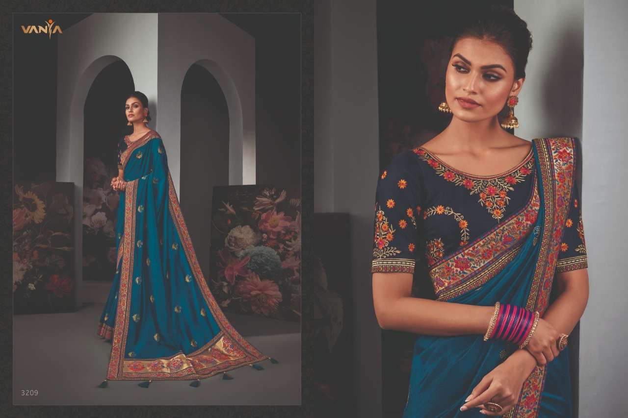 VANYA VOL-22 BY VANYA 3201 TO 3209 SERIES INDIAN TRADITIONAL WEAR COLLECTION BEAUTIFUL STYLISH FANCY COLORFUL PARTY WEAR & OCCASIONAL WEAR SATIN GEORGETTE SAREES AT WHOLESALE PRICE