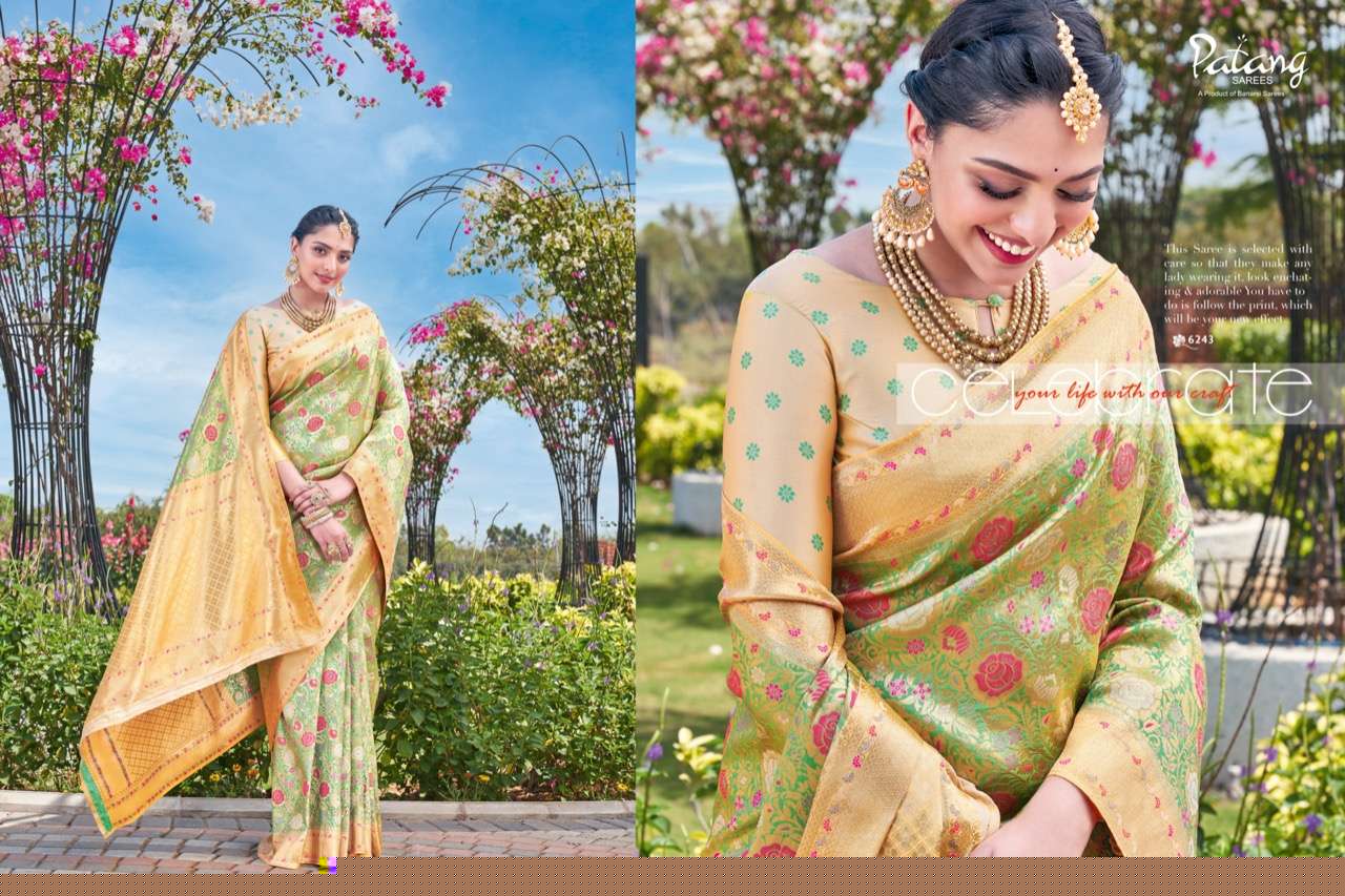 SAYALI BY PATANG SAREES 6241 TO 6248 SERIES INDIAN TRADITIONAL WEAR COLLECTION BEAUTIFUL STYLISH FANCY COLORFUL PARTY WEAR & OCCASIONAL WEAR SILK SAREES AT WHOLESALE PRICE