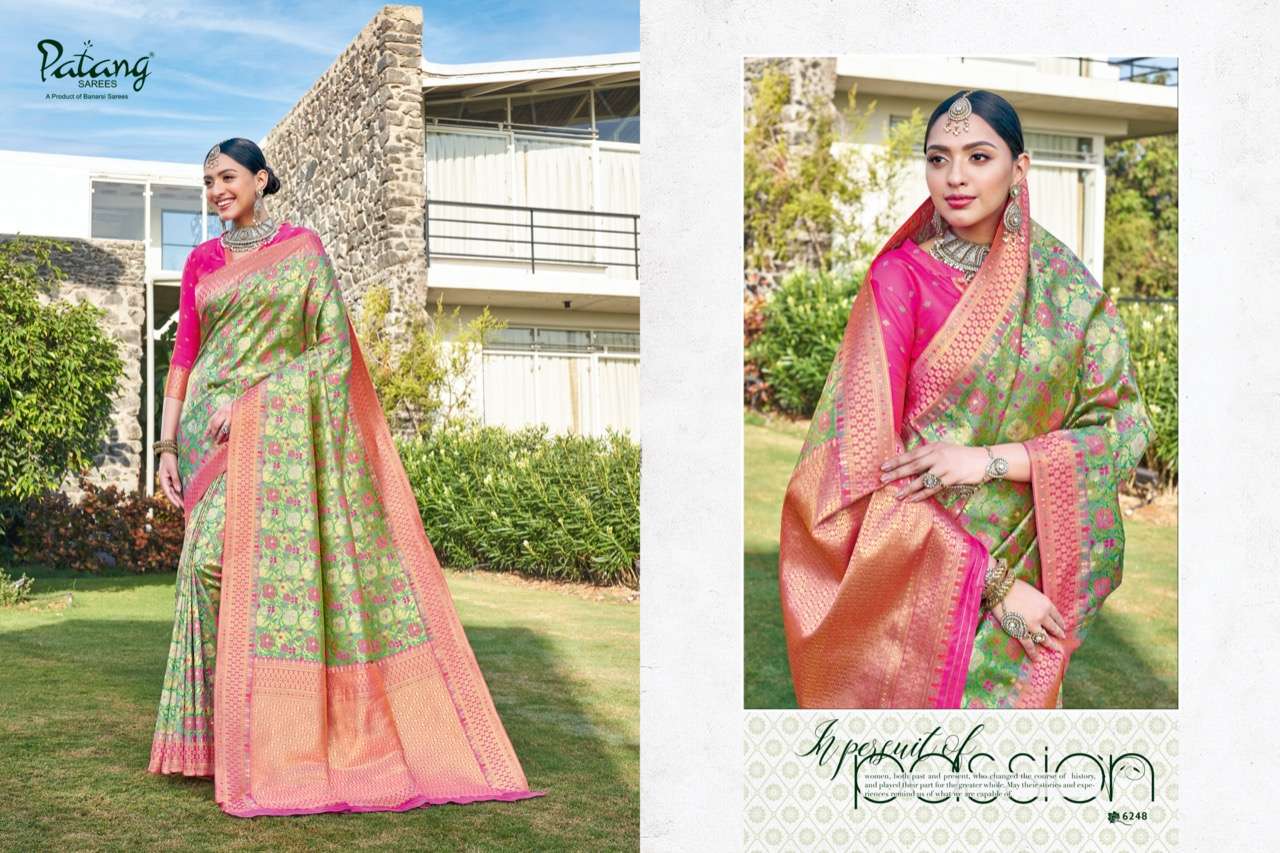 SAYALI BY PATANG SAREES 6241 TO 6248 SERIES INDIAN TRADITIONAL WEAR COLLECTION BEAUTIFUL STYLISH FANCY COLORFUL PARTY WEAR & OCCASIONAL WEAR SILK SAREES AT WHOLESALE PRICE