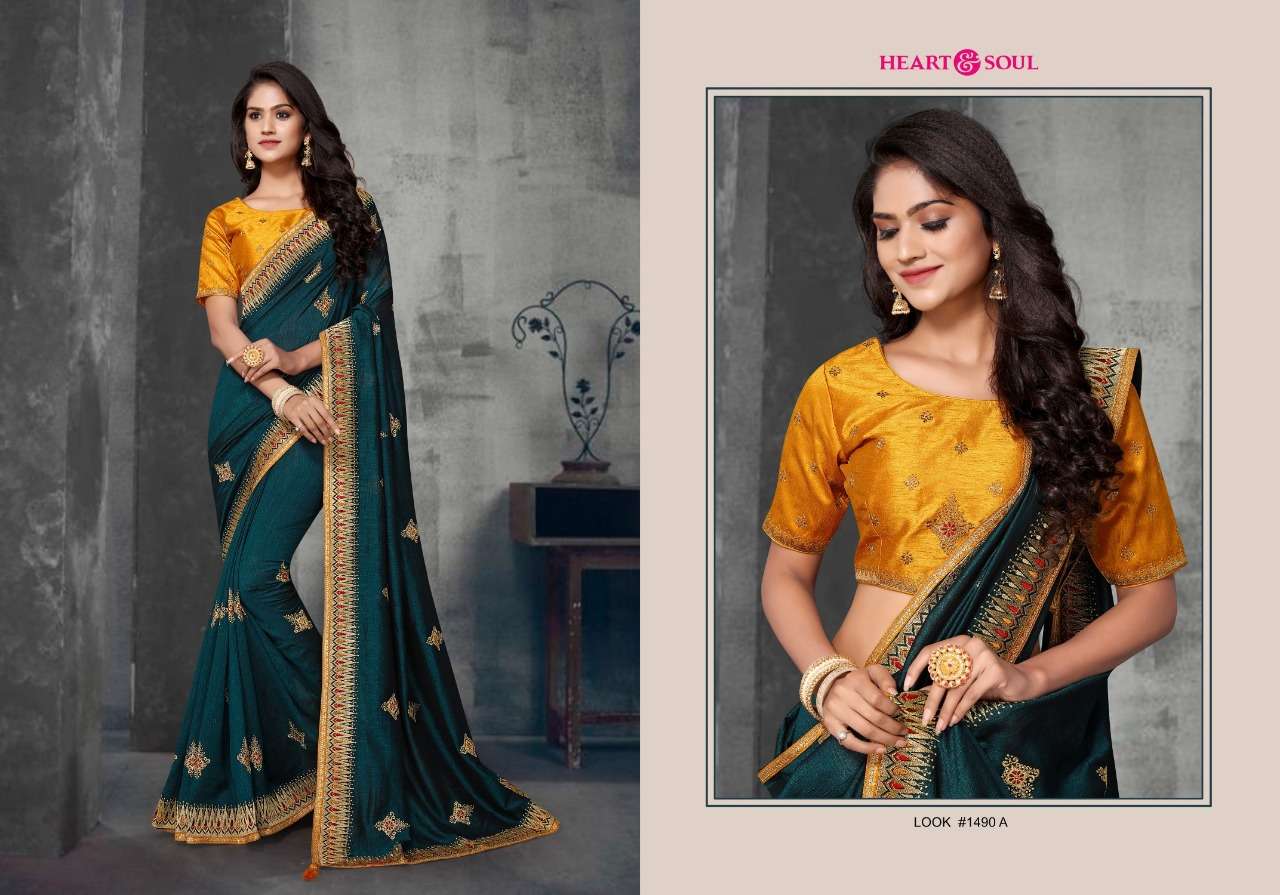 GULIKA BY HEART AND SOUL 1490-A TO 1492-B SERIES INDIAN TRADITIONAL WEAR COLLECTION BEAUTIFUL STYLISH FANCY COLORFUL PARTY WEAR & OCCASIONAL WEAR SILK SAREES AT WHOLESALE PRICE