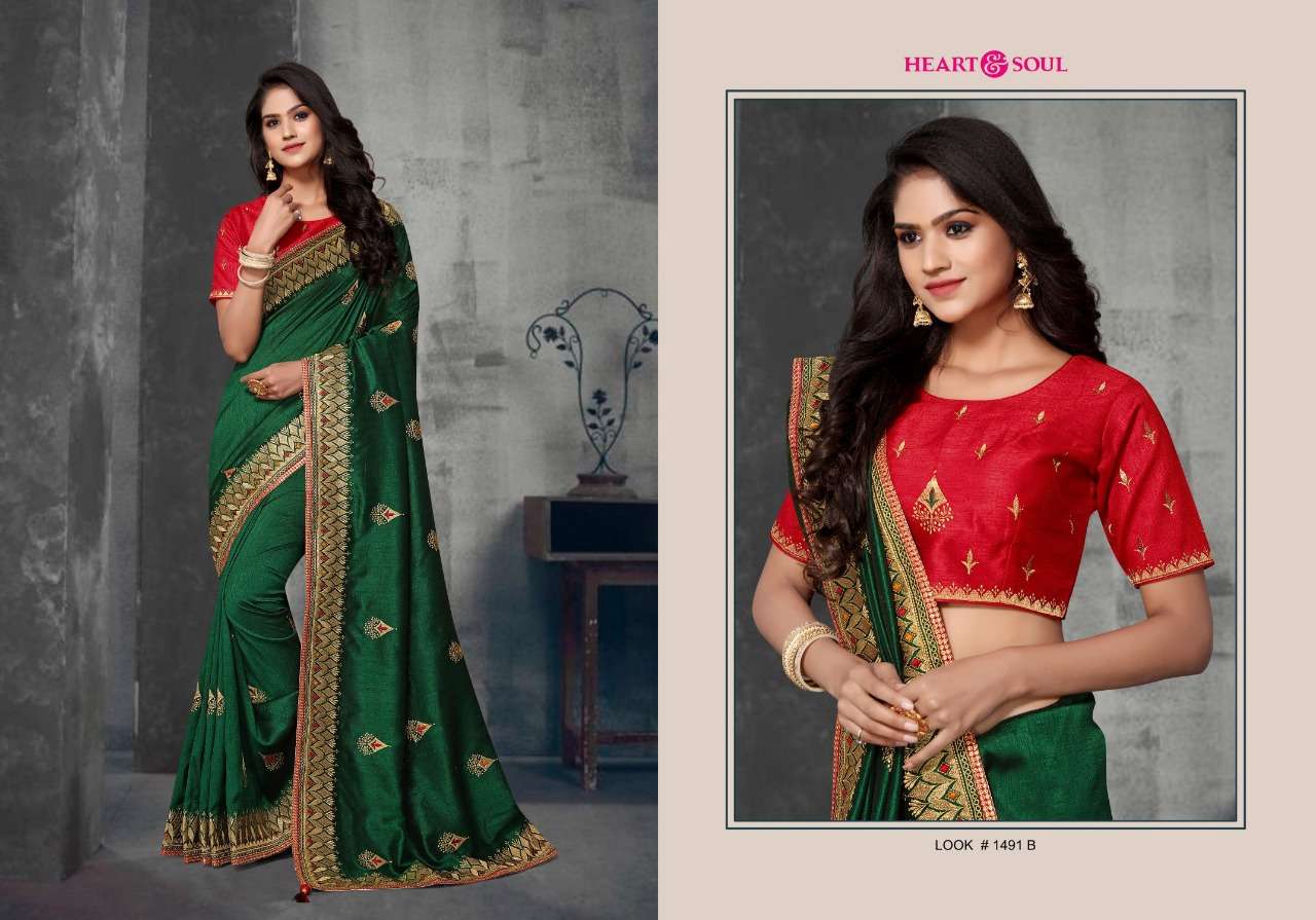 GULIKA BY HEART AND SOUL 1490-A TO 1492-B SERIES INDIAN TRADITIONAL WEAR COLLECTION BEAUTIFUL STYLISH FANCY COLORFUL PARTY WEAR & OCCASIONAL WEAR SILK SAREES AT WHOLESALE PRICE