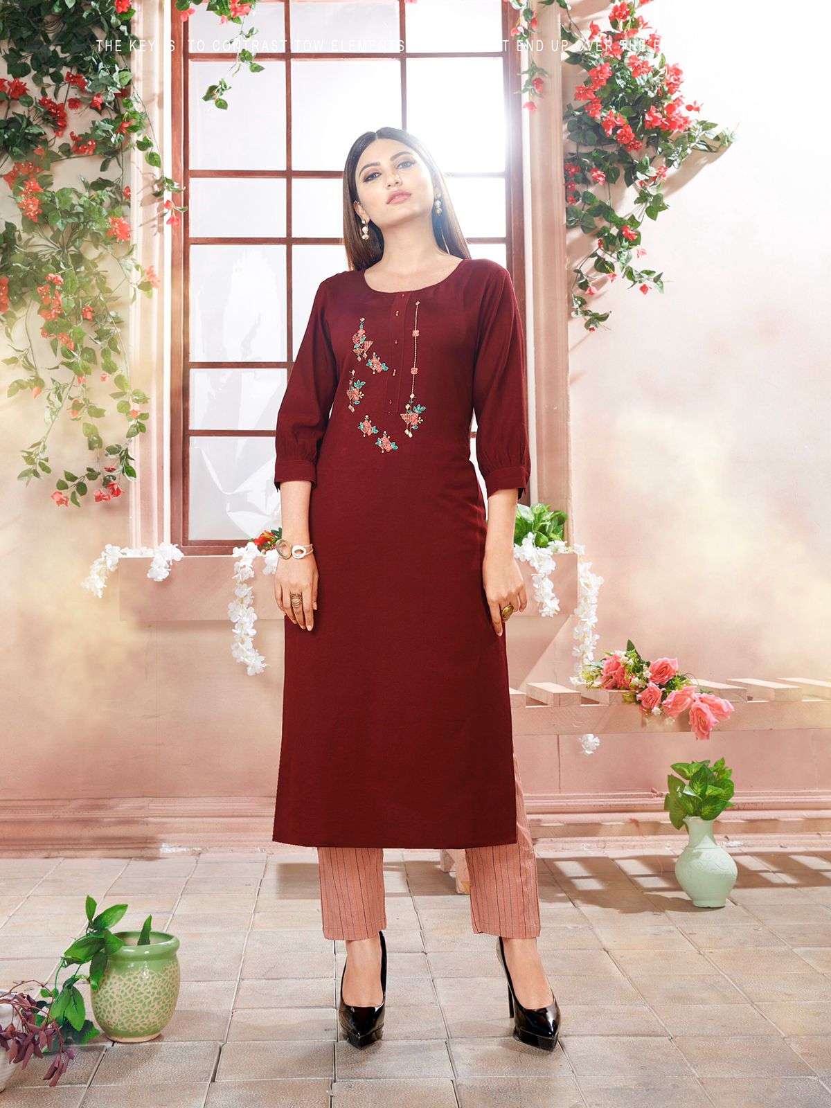 MAHER BY RT 8001 TO 8006 SERIES DESIGNER STYLISH FANCY COLORFUL BEAUTIFUL PARTY WEAR & ETHNIC WEAR COLLECTION VISCOSE KURTIS WITH BOTTOM AT WHOLESALE PRICE