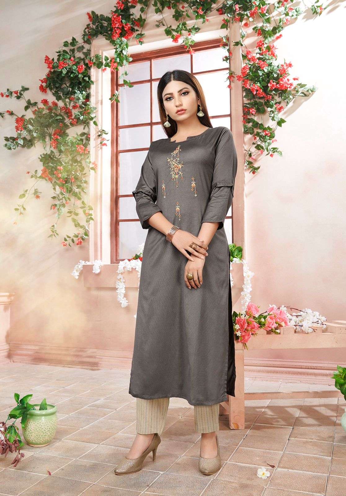 MAHER BY RT 8001 TO 8006 SERIES DESIGNER STYLISH FANCY COLORFUL BEAUTIFUL PARTY WEAR & ETHNIC WEAR COLLECTION VISCOSE KURTIS WITH BOTTOM AT WHOLESALE PRICE