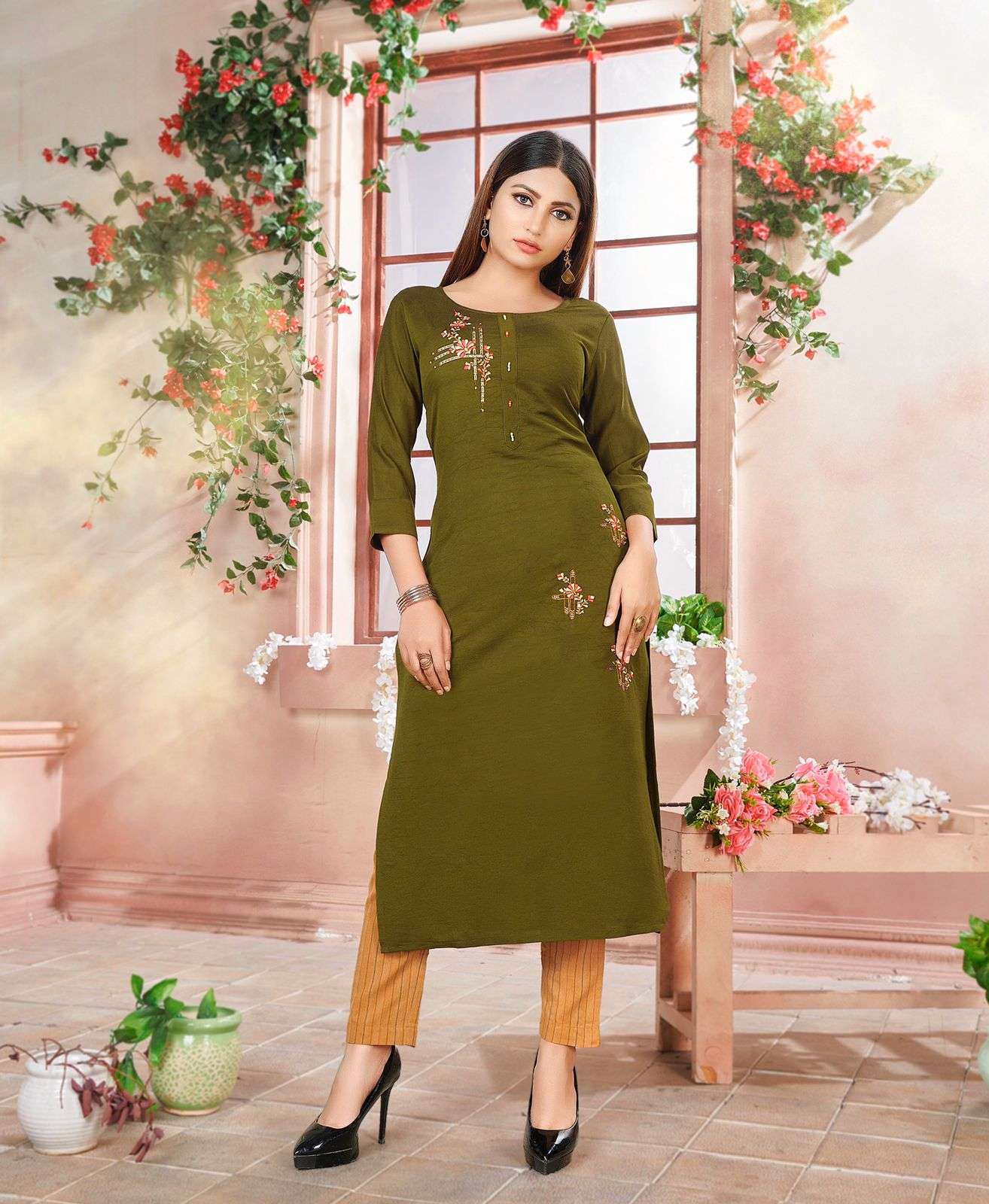 MAHER BY RT 8001 TO 8006 SERIES DESIGNER STYLISH FANCY COLORFUL BEAUTIFUL PARTY WEAR & ETHNIC WEAR COLLECTION VISCOSE KURTIS WITH BOTTOM AT WHOLESALE PRICE