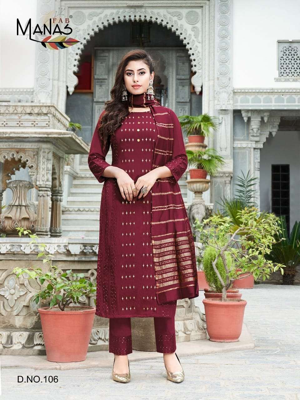 MAHER BY MANAS FAB 101 TO 106 SERIES BEAUTIFUL SUITS COLORFUL STYLISH FANCY CASUAL WEAR & ETHNIC WEAR PURE VISCOSE JACQUARD WITH WORK DRESSES AT WHOLESALE PRICE