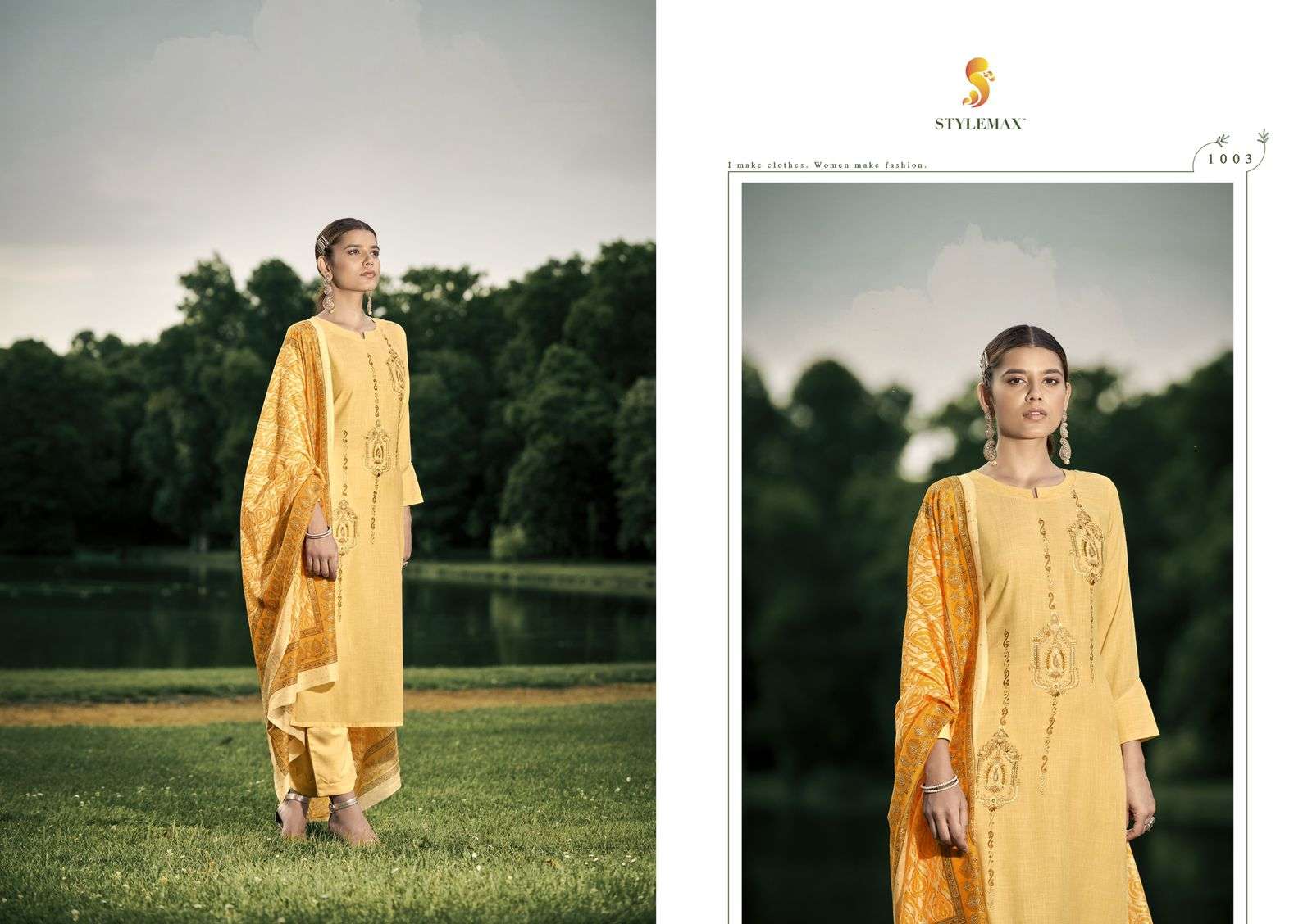 SAJNI BY STYLEMAX 1001 TO 1004 SERIES BEAUTIFUL SUITS COLORFUL STYLISH FANCY CASUAL WEAR & ETHNIC WEAR PURE COTTON SLUB EMBROIDERED DRESSES AT WHOLESALE PRICE