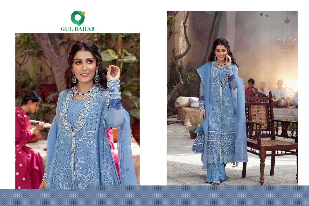 MUSHQ VOL-1 BY GUL BAHAR 41 TO 44 SERIES DESIGNER PAKISTANI SUITS BEAUTIFUL FANCY COLORFUL STYLISH PARTY WEAR & OCCASIONAL WEAR HEAVY BUTTERFLY NET EMBROIDERED DRESSES AT WHOLESALE PRICE