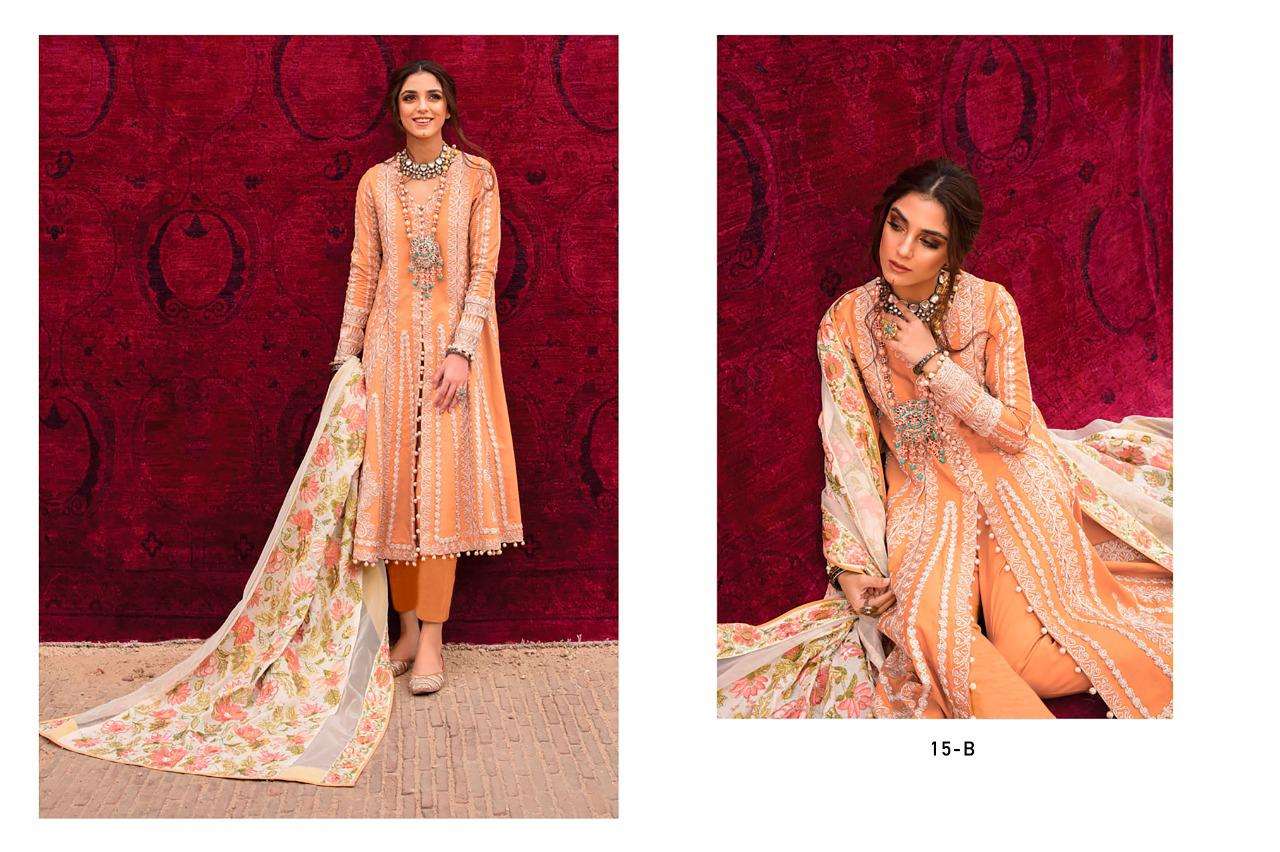 SAIRA COLORS VOL-1 BY GUL BAHAR 15-A TO 15-D SERIES DESIGNER PAKISTANI SUITS BEAUTIFUL FANCY COLORFUL STYLISH PARTY WEAR & OCCASIONAL WEAR HEAVY JAM COTTON EMBROIDERED DRESSES AT WHOLESALE PRICE