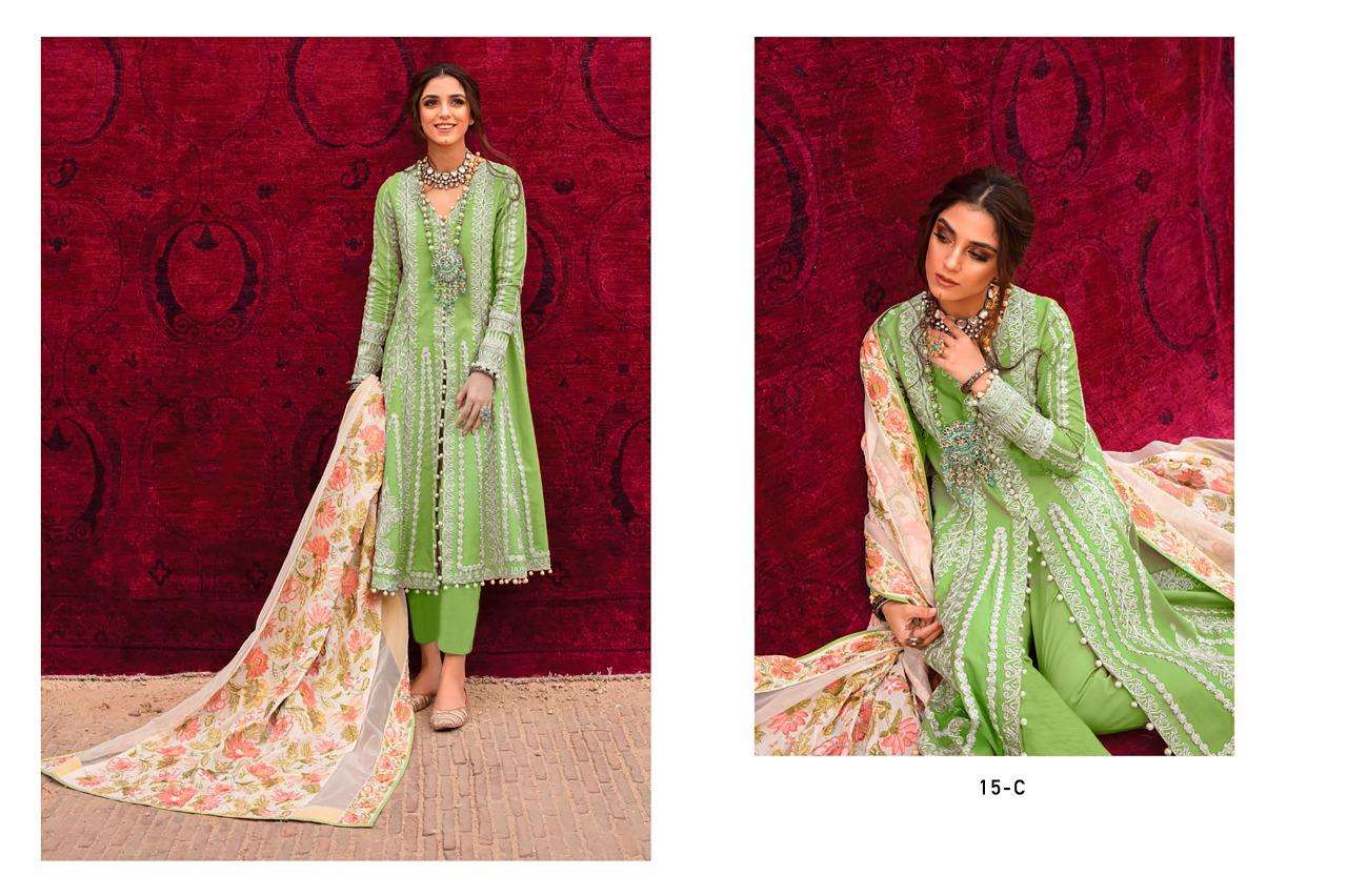 SAIRA COLORS VOL-1 BY GUL BAHAR 15-A TO 15-D SERIES DESIGNER PAKISTANI SUITS BEAUTIFUL FANCY COLORFUL STYLISH PARTY WEAR & OCCASIONAL WEAR HEAVY JAM COTTON EMBROIDERED DRESSES AT WHOLESALE PRICE