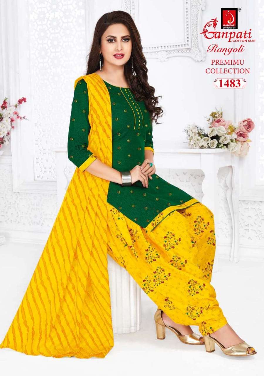 RANGOLI PREMIUM COLLECTION BY GANPATI COTTON SUIT 1481 TO 1504 SERIES BEAUTIFUL SUITS STYLISH FANCY COLORFUL CASUAL WEAR & ETHNIC WEAR COTTON DRESSES AT WHOLESALE PRICE