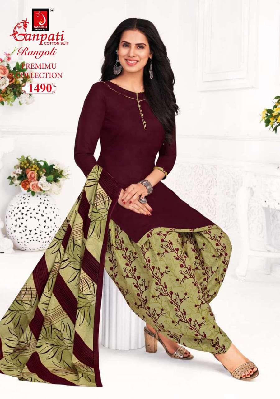 RANGOLI PREMIUM COLLECTION BY GANPATI COTTON SUIT 1481 TO 1504 SERIES BEAUTIFUL SUITS STYLISH FANCY COLORFUL CASUAL WEAR & ETHNIC WEAR COTTON DRESSES AT WHOLESALE PRICE