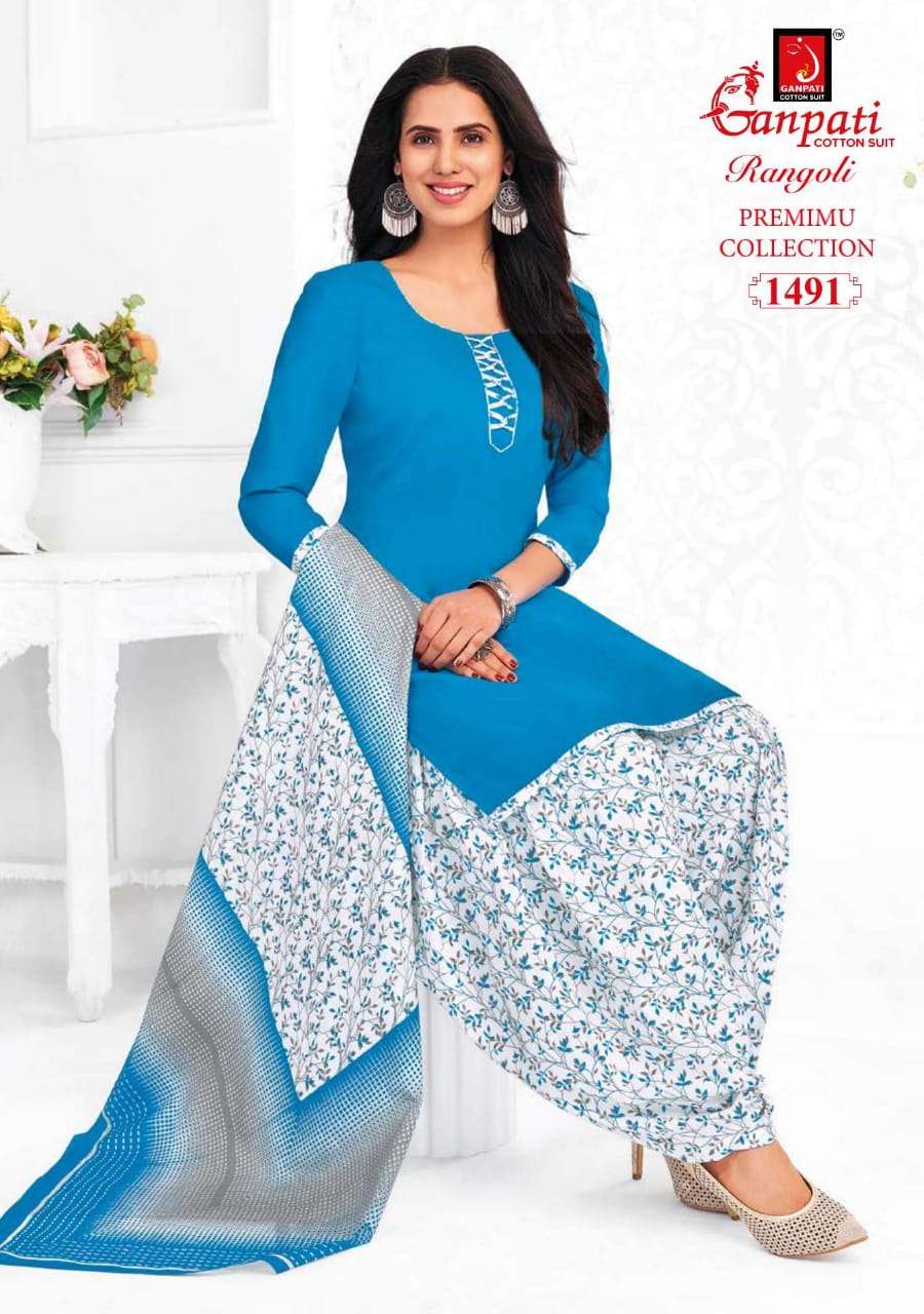 RANGOLI PREMIUM COLLECTION BY GANPATI COTTON SUIT 1481 TO 1504 SERIES BEAUTIFUL SUITS STYLISH FANCY COLORFUL CASUAL WEAR & ETHNIC WEAR COTTON DRESSES AT WHOLESALE PRICE