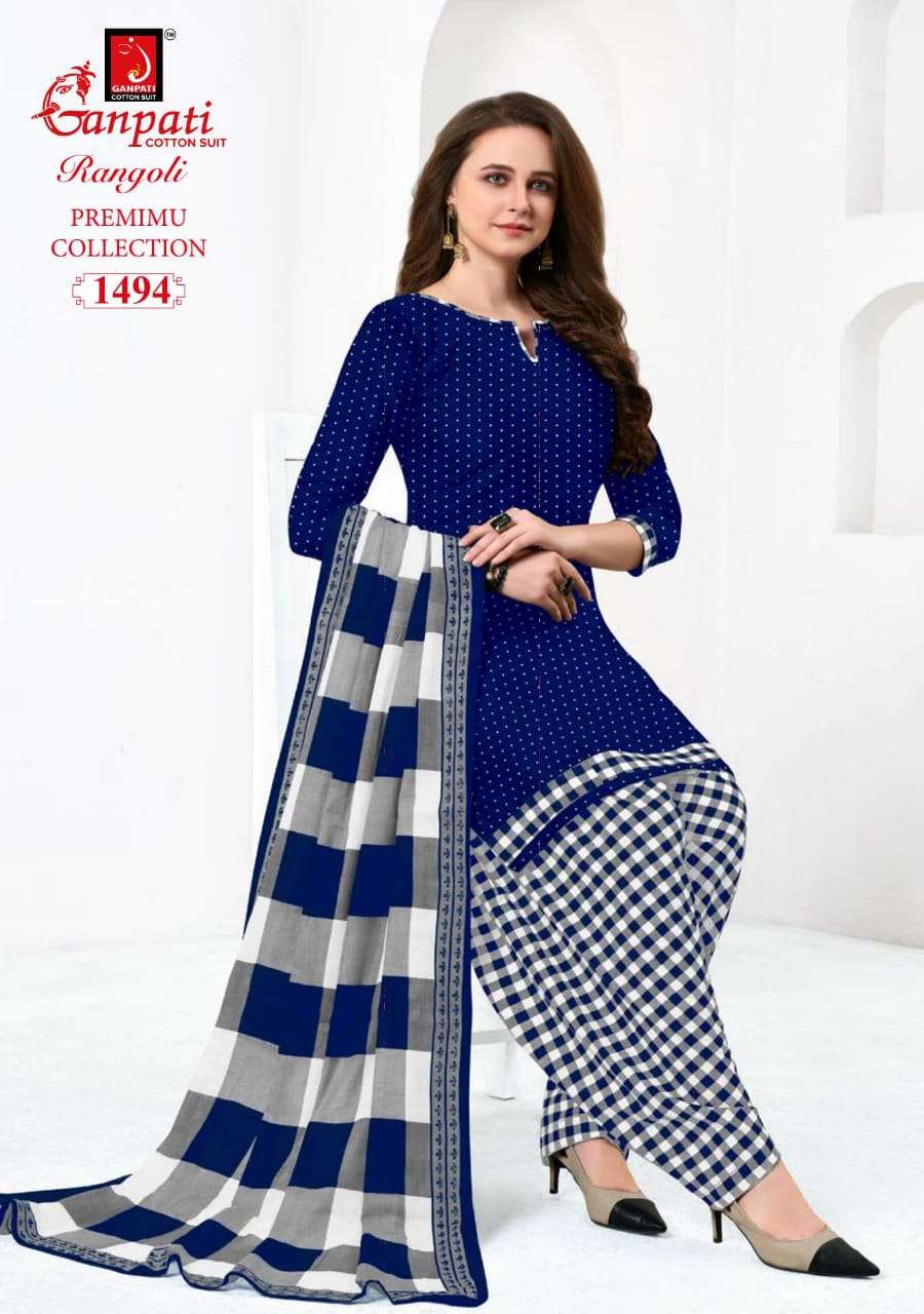 RANGOLI PREMIUM COLLECTION BY GANPATI COTTON SUIT 1481 TO 1504 SERIES BEAUTIFUL SUITS STYLISH FANCY COLORFUL CASUAL WEAR & ETHNIC WEAR COTTON DRESSES AT WHOLESALE PRICE