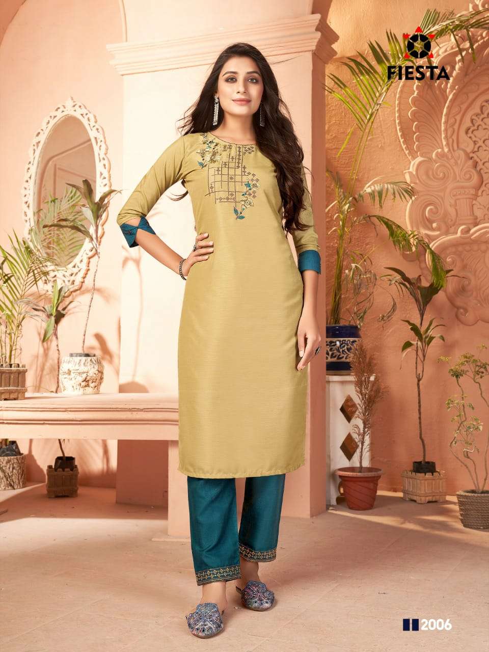 RANG RANG BY FIESTA 2001 TO 2007 SERIES DESIGNER STYLISH FANCY COLORFUL BEAUTIFUL PARTY WEAR & ETHNIC WEAR COLLECTION SILK EMBROIDERED KURTIS WITH BOTTOM AT WHOLESALE PRICE