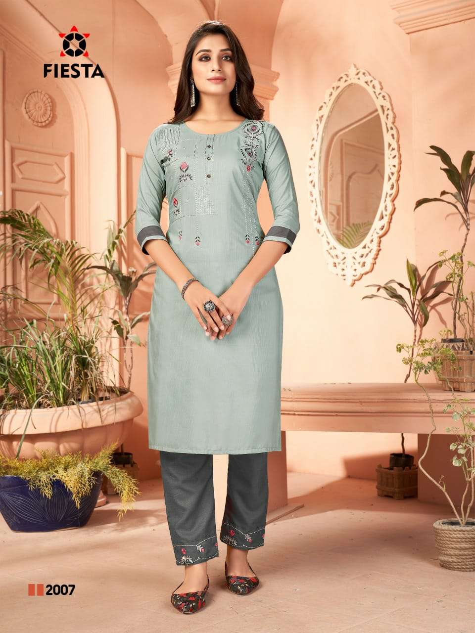RANG RANG BY FIESTA 2001 TO 2007 SERIES DESIGNER STYLISH FANCY COLORFUL BEAUTIFUL PARTY WEAR & ETHNIC WEAR COLLECTION SILK EMBROIDERED KURTIS WITH BOTTOM AT WHOLESALE PRICE