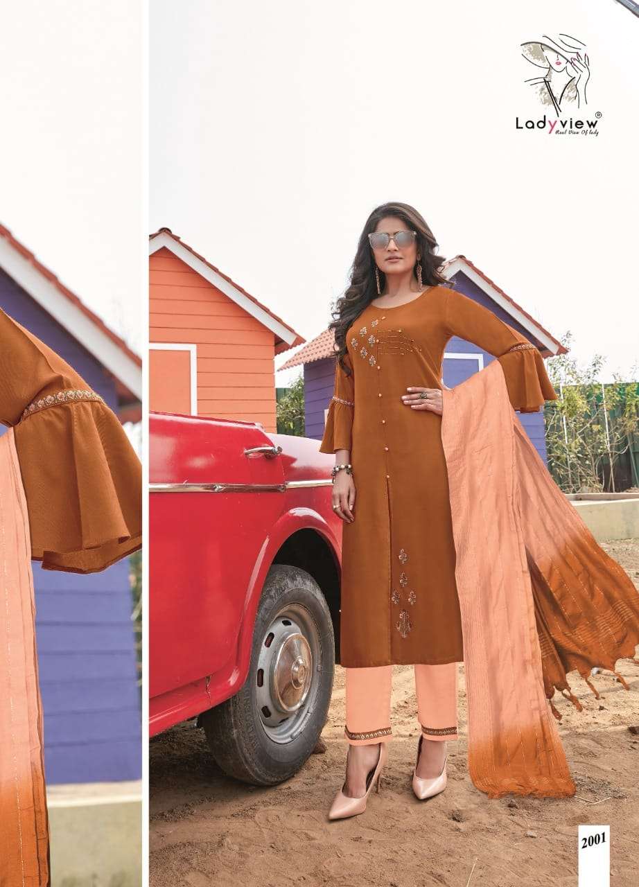 ALBELI BY LADY VIEW 2001 TO 2006 SERIES BEAUTIFUL SUITS COLORFUL STYLISH FANCY CASUAL WEAR & ETHNIC WEAR RAYON EMBROIDERED DRESSES AT WHOLESALE PRICE