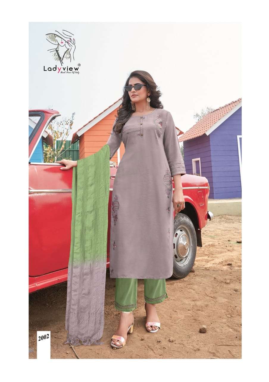 ALBELI BY LADY VIEW 2001 TO 2006 SERIES BEAUTIFUL SUITS COLORFUL STYLISH FANCY CASUAL WEAR & ETHNIC WEAR RAYON EMBROIDERED DRESSES AT WHOLESALE PRICE