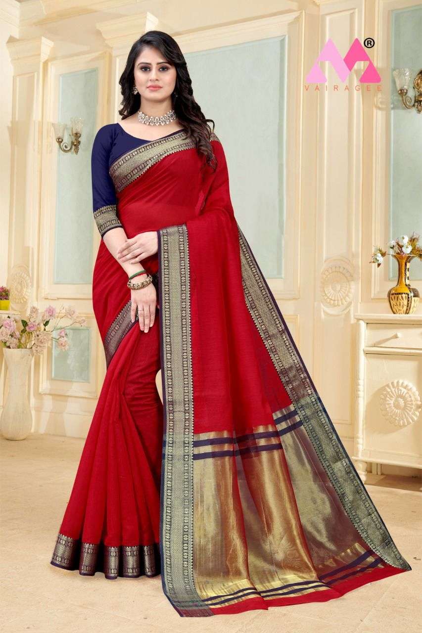 NAZIYA BY VAIRAGEE 01 TO 05 SERIES INDIAN TRADITIONAL WEAR COLLECTION BEAUTIFUL STYLISH FANCY COLORFUL PARTY WEAR & OCCASIONAL WEAR COTTON SAREES AT WHOLESALE PRICE