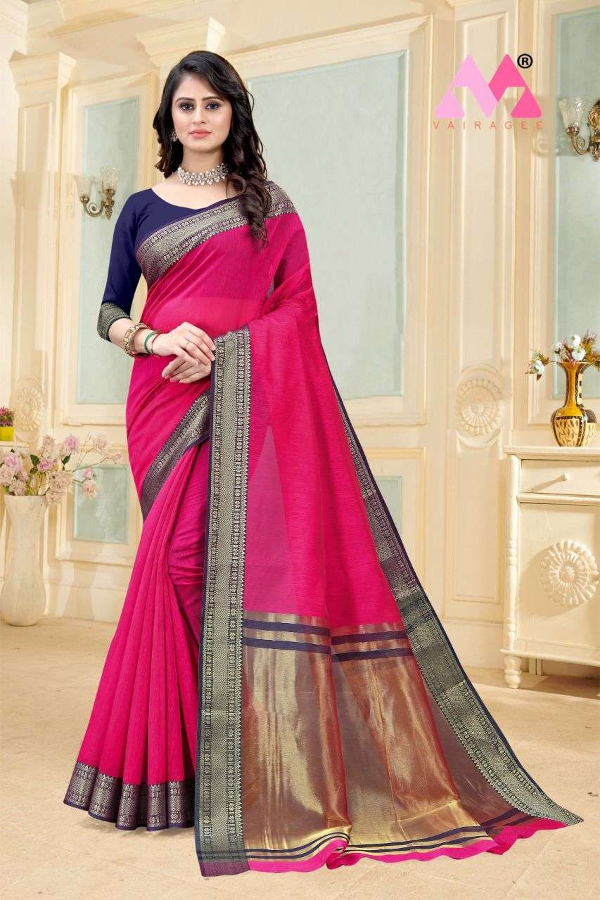 NAZIYA BY VAIRAGEE 01 TO 05 SERIES INDIAN TRADITIONAL WEAR COLLECTION BEAUTIFUL STYLISH FANCY COLORFUL PARTY WEAR & OCCASIONAL WEAR COTTON SAREES AT WHOLESALE PRICE