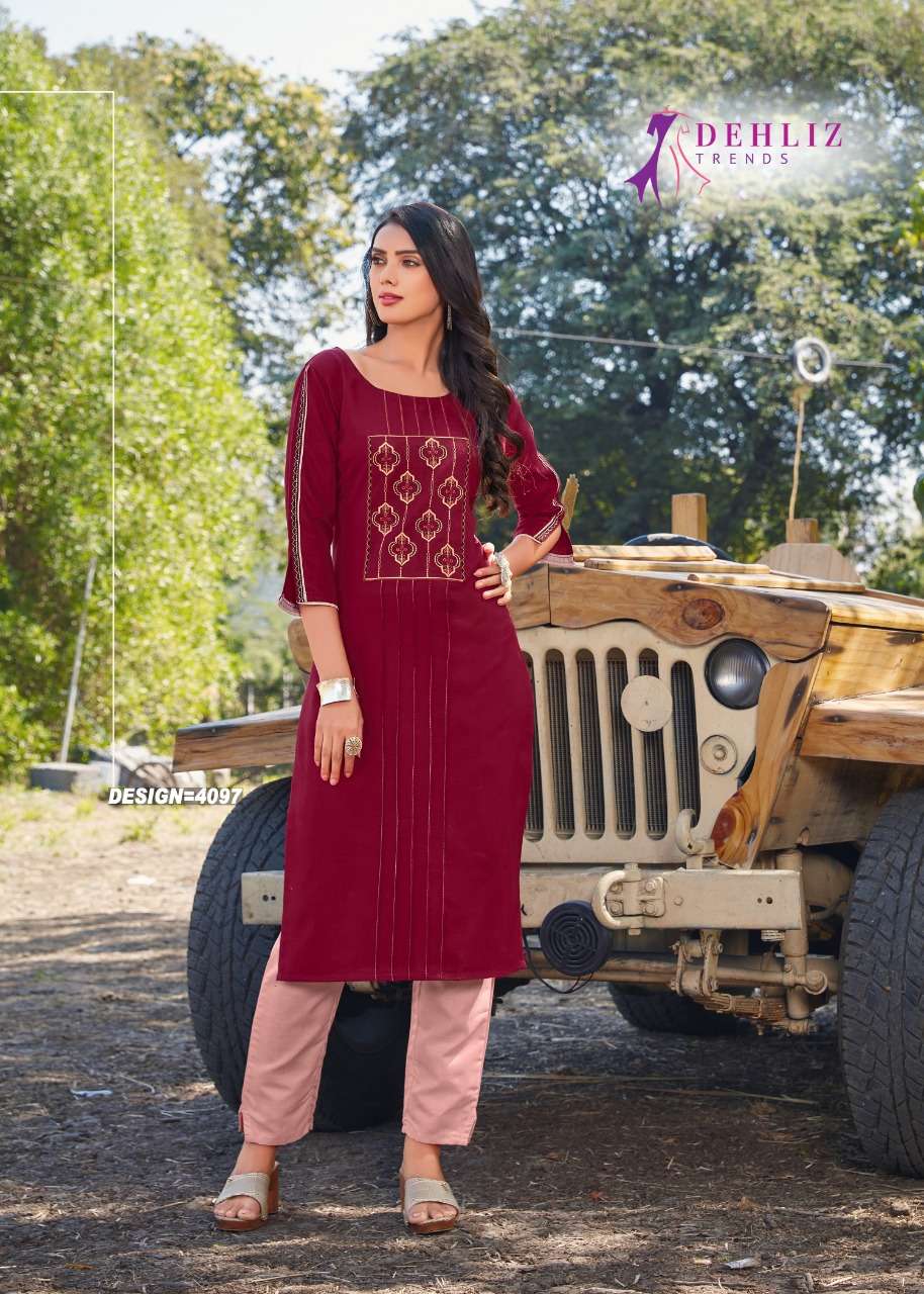 RAASHI BY DEHLIZ TRENDZ 4096 TO 4101 SERIES DESIGNER STYLISH FANCY COLORFUL BEAUTIFUL PARTY WEAR & ETHNIC WEAR COLLECTION COTTON EMBROIDERY KURTIS AT WHOLESALE PRICE