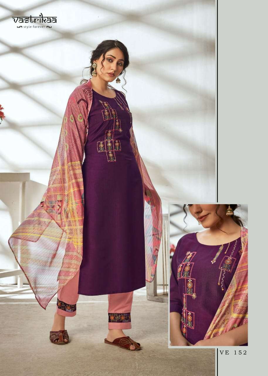 HARMONY BY VASTRIKAA 147 TO 152 SERIES BEAUTIFUL SUITS COLORFUL STYLISH FANCY CASUAL WEAR & ETHNIC WEAR CHINNON SILK EMBROIDERED DRESSES AT WHOLESALE PRICE