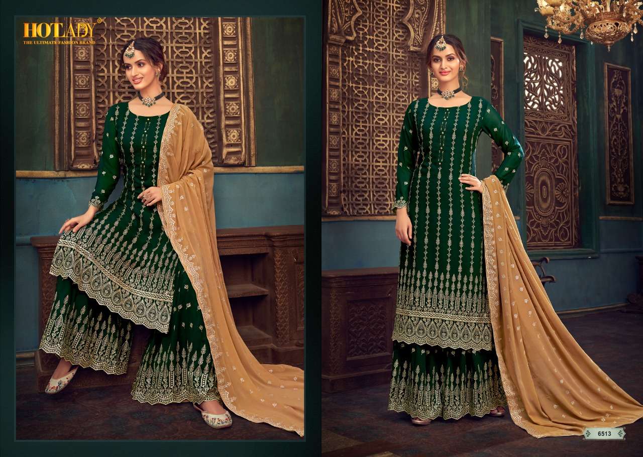 SAMAIRA VOL-3 BY HOT LADY 6511 TO 6517 SERIES DESIGNER SHARARA SUITS COLLECTION BEAUTIFUL STYLISH FANCY COLORFUL PARTY WEAR & OCCASIONAL WEAR PURE GEORGETTE EMBROIDERED DRESSES AT WHOLESALE PRICE