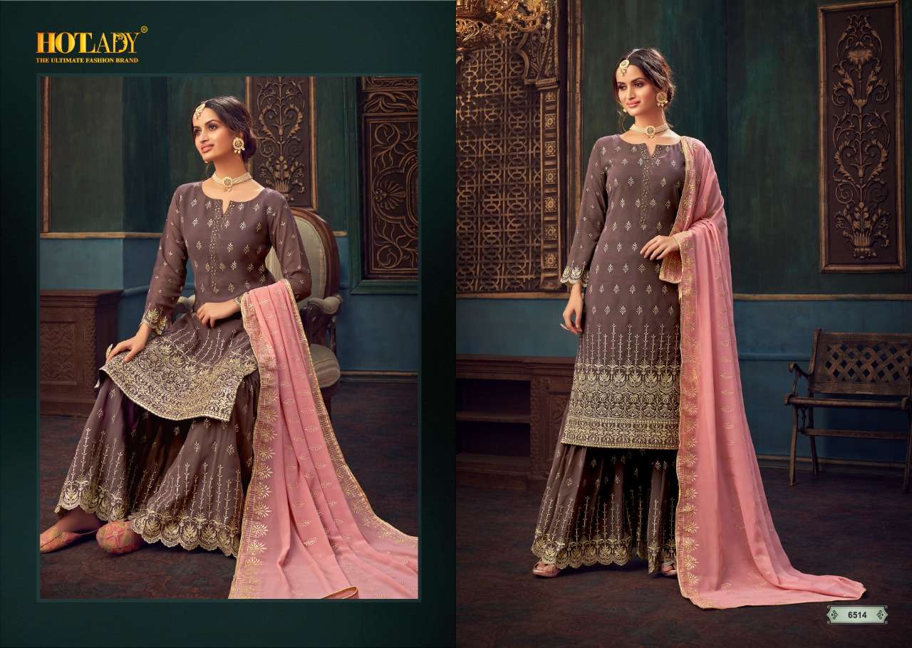 SAMAIRA VOL-3 BY HOT LADY 6511 TO 6517 SERIES DESIGNER SHARARA SUITS COLLECTION BEAUTIFUL STYLISH FANCY COLORFUL PARTY WEAR & OCCASIONAL WEAR PURE GEORGETTE EMBROIDERED DRESSES AT WHOLESALE PRICE