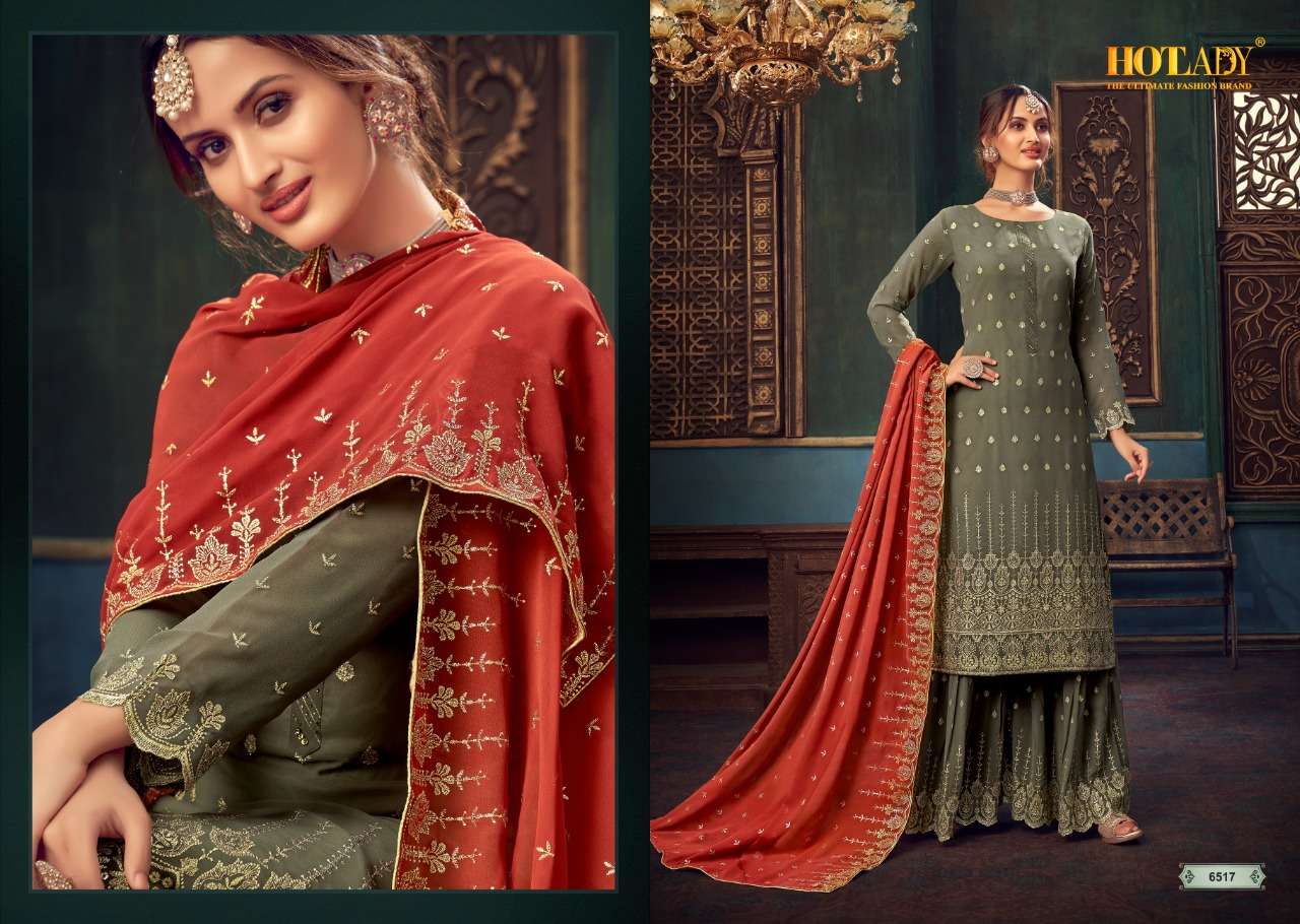 SAMAIRA VOL-3 BY HOT LADY 6511 TO 6517 SERIES DESIGNER SHARARA SUITS COLLECTION BEAUTIFUL STYLISH FANCY COLORFUL PARTY WEAR & OCCASIONAL WEAR PURE GEORGETTE EMBROIDERED DRESSES AT WHOLESALE PRICE