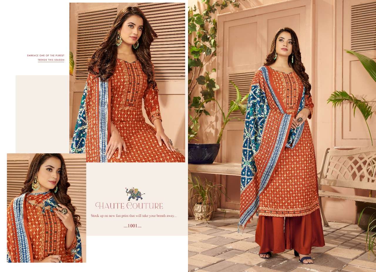 MAYRA BY SIYONA 1001 TO 1010 SERIES BEAUTIFUL STYLISH SHARARA SUITS FANCY COLORFUL CASUAL WEAR & ETHNIC WEAR & READY TO WEAR PURE PASHMINA PRINTED DRESSES AT WHOLESALE PRICE