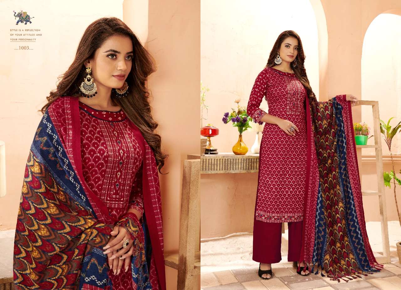 MAYRA BY SIYONA 1001 TO 1010 SERIES BEAUTIFUL STYLISH SHARARA SUITS FANCY COLORFUL CASUAL WEAR & ETHNIC WEAR & READY TO WEAR PURE PASHMINA PRINTED DRESSES AT WHOLESALE PRICE
