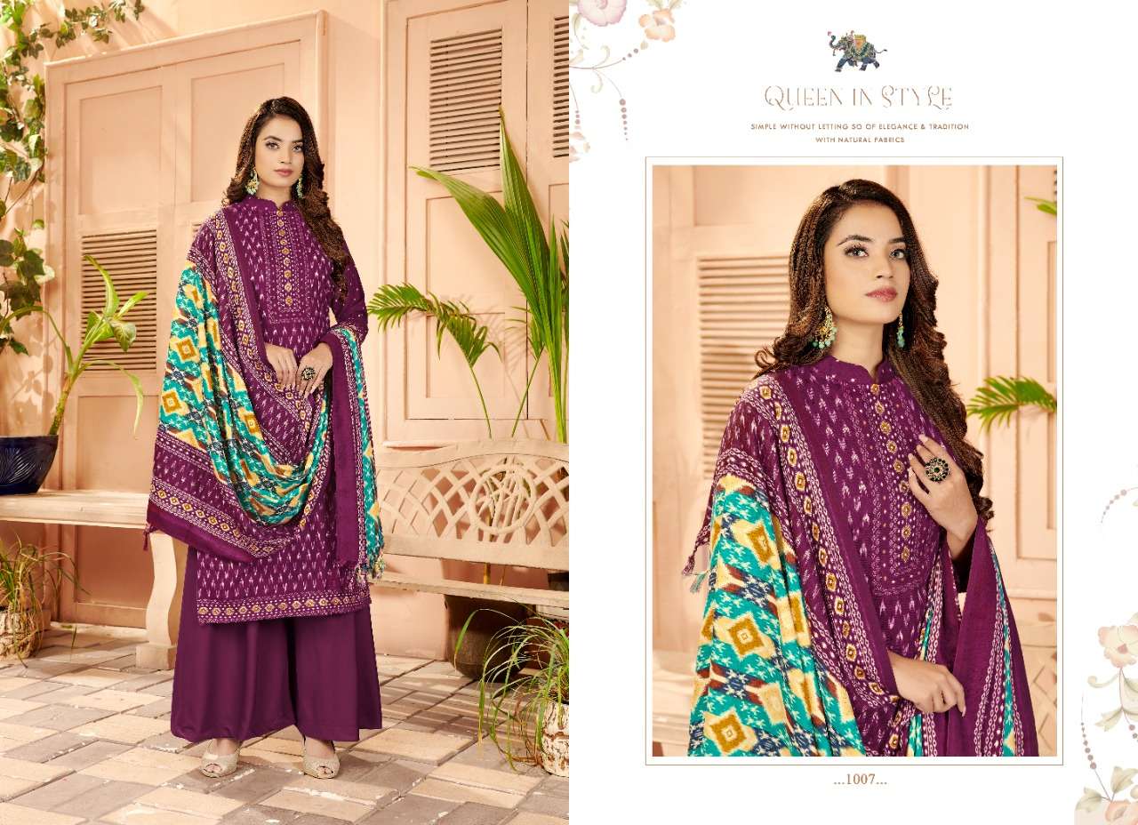 MAYRA BY SIYONA 1001 TO 1010 SERIES BEAUTIFUL STYLISH SHARARA SUITS FANCY COLORFUL CASUAL WEAR & ETHNIC WEAR & READY TO WEAR PURE PASHMINA PRINTED DRESSES AT WHOLESALE PRICE