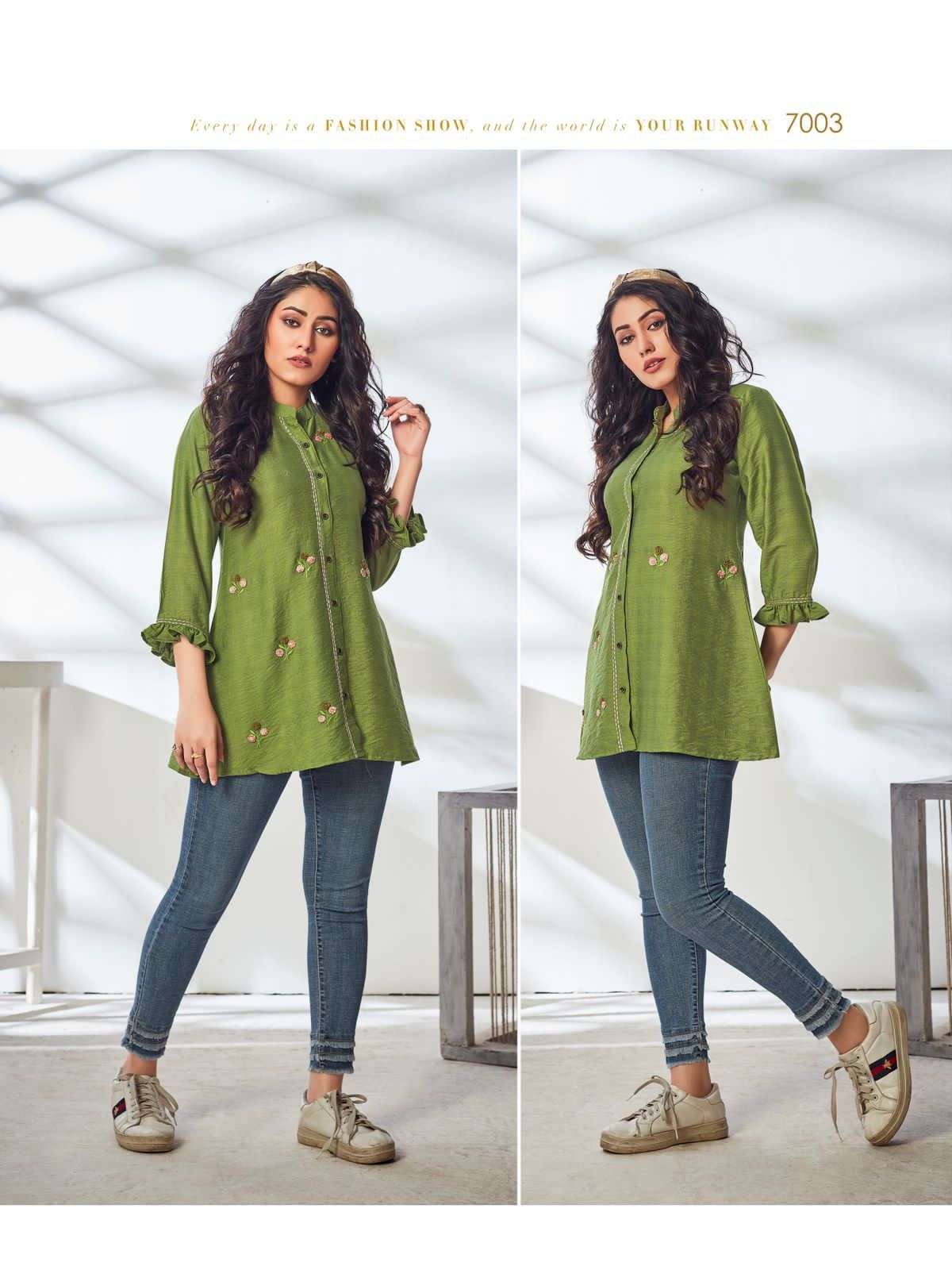 CALISTA BY KURTI TIMES 1001 TO 1004 SERIES BEAUTIFUL STYLISH FANCY COLORFUL CASUAL WEAR & ETHNIC WEAR VISCOSE EMBROIDERED TOPS AT WHOLESALE PRICE