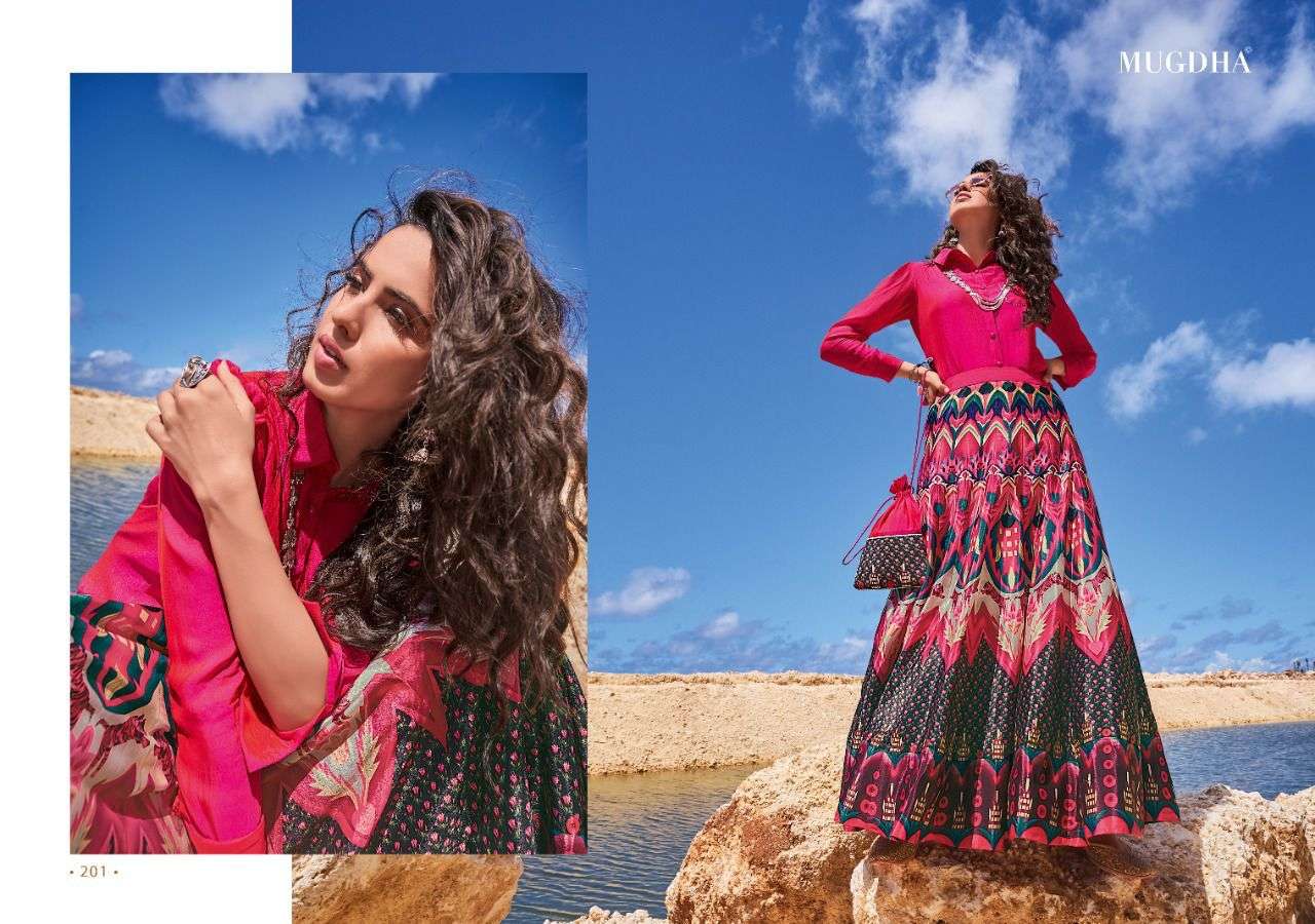 MISHKA BY MUGDHA 201 TO 206 SERIES BEAUTIFUL STYLISH FANCY COLORFUL CASUAL WEAR & ETHNIC WEAR SPRING LYCRA TOPS WITH BOTTOM AT WHOLESALE PRICE