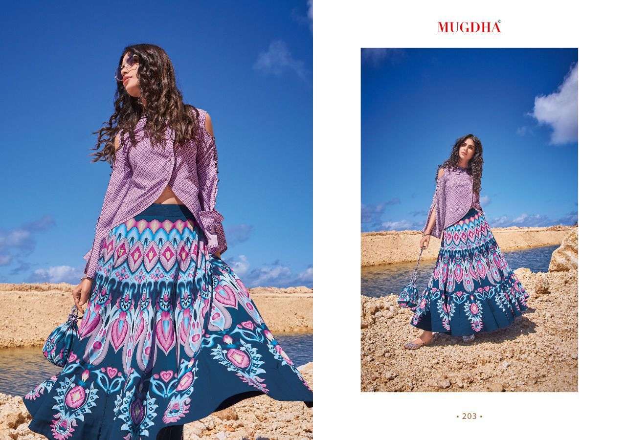 MISHKA BY MUGDHA 201 TO 206 SERIES BEAUTIFUL STYLISH FANCY COLORFUL CASUAL WEAR & ETHNIC WEAR SPRING LYCRA TOPS WITH BOTTOM AT WHOLESALE PRICE