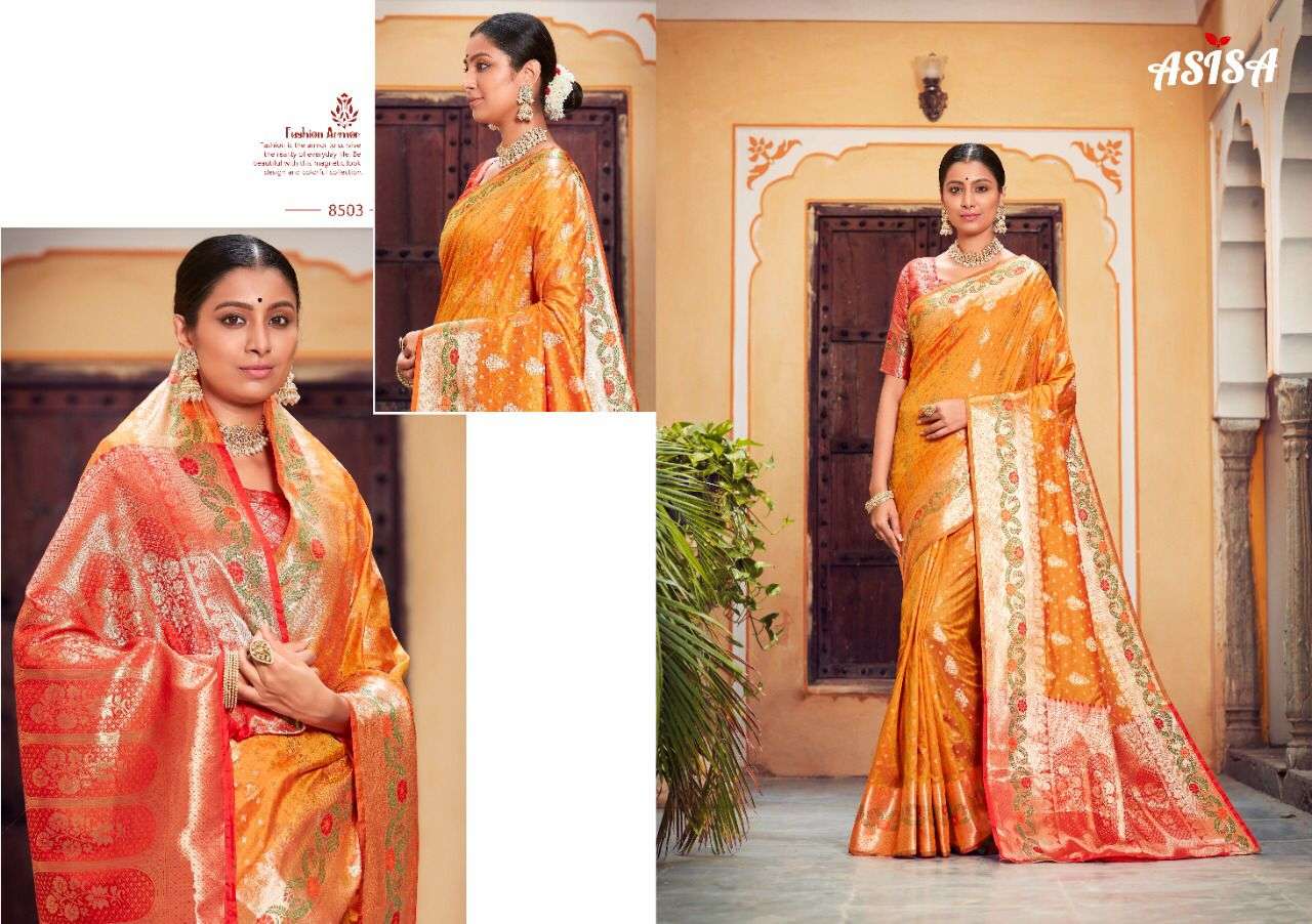 ROSHANI BY ASISA 8501 TO 8506 SERIES INDIAN TRADITIONAL WEAR COLLECTION BEAUTIFUL STYLISH FANCY COLORFUL PARTY WEAR & OCCASIONAL WEAR BANARASI SILK SAREES AT WHOLESALE PRICE