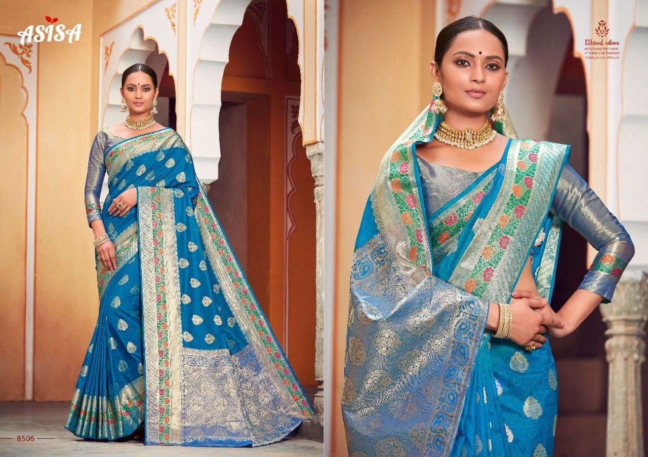ROSHANI BY ASISA 8501 TO 8506 SERIES INDIAN TRADITIONAL WEAR COLLECTION BEAUTIFUL STYLISH FANCY COLORFUL PARTY WEAR & OCCASIONAL WEAR BANARASI SILK SAREES AT WHOLESALE PRICE