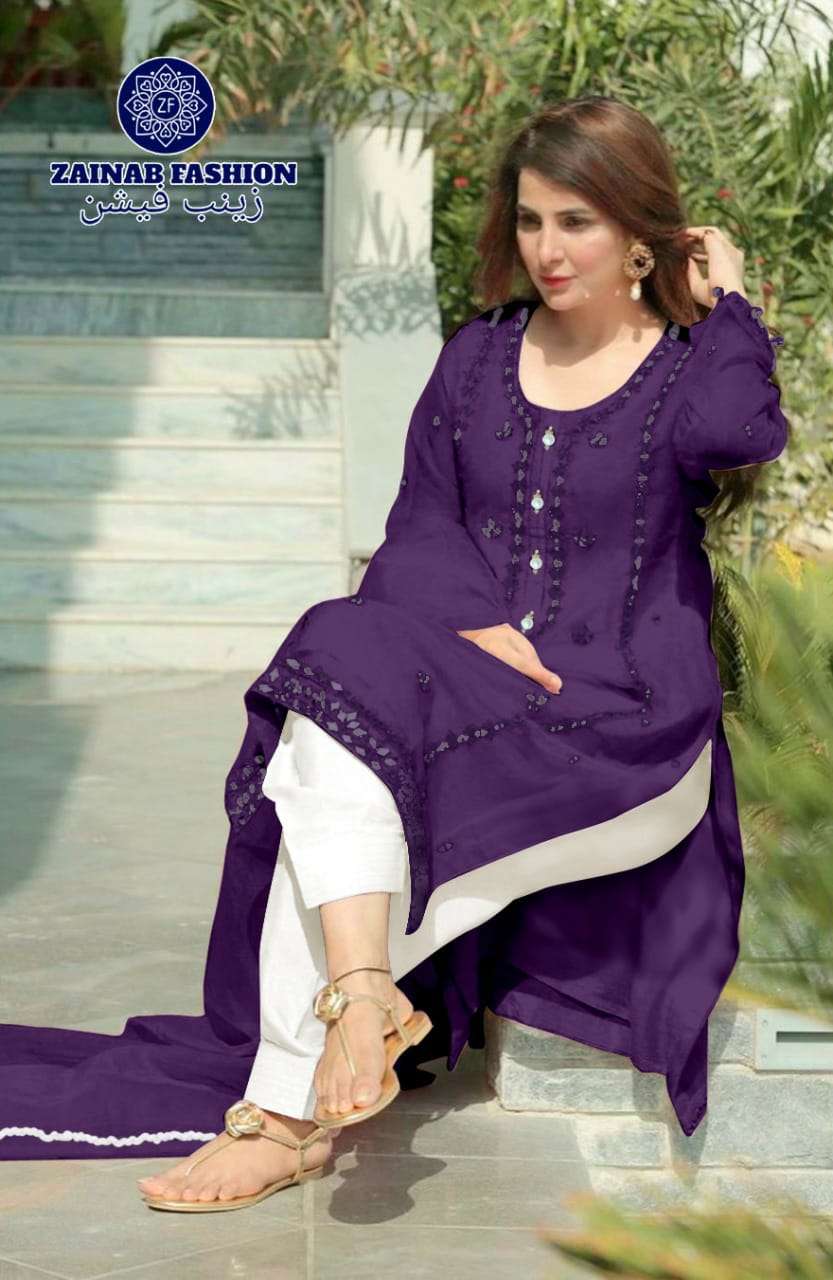 LUXURY PRET BY ZAINAB FASHION 01 TO 02 SERIES BEAUTIFUL PAKISTANI SUITS STYLISH COLORFUL FANCY CASUAL WEAR & ETHNIC WEAR FAUX GEORGETTE EMBROIDERED DRESSES AT WHOLESALE PRICE