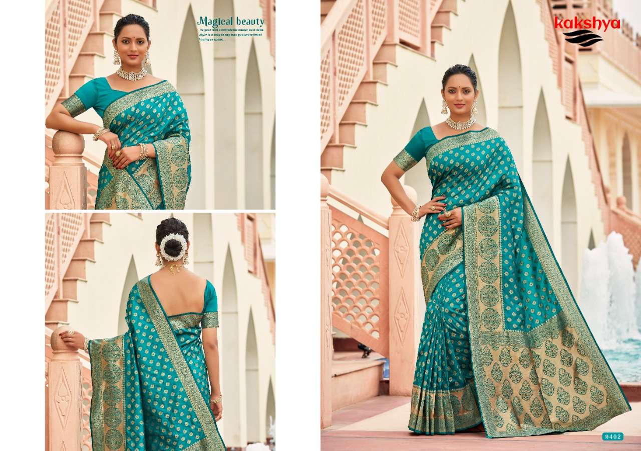 CHITRA BY KAKSHYA 9401 TO 9404 SERIES INDIAN TRADITIONAL WEAR COLLECTION BEAUTIFUL STYLISH FANCY COLORFUL PARTY WEAR & OCCASIONAL WEAR SILK SAREES AT WHOLESALE PRICE