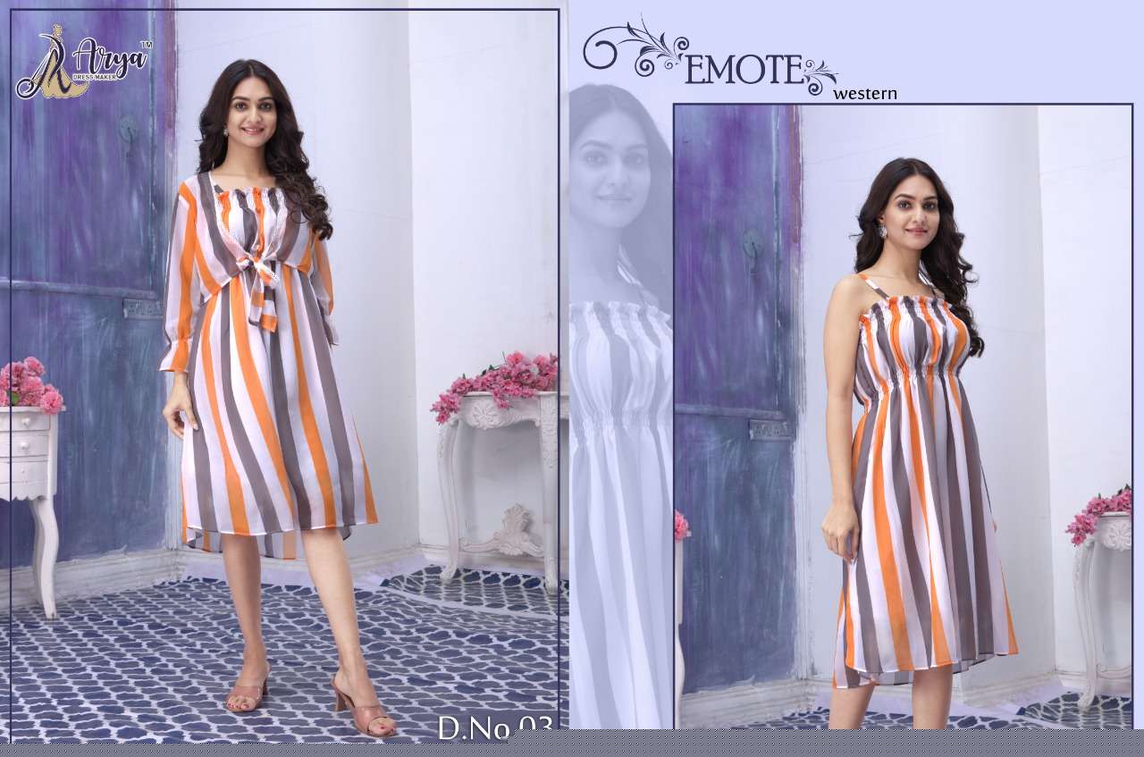 EMOTE BY ARYA DRESS MAKER 01 TO 06 SERIES DESIGNER STYLISH FANCY COLORFUL BEAUTIFUL PARTY WEAR & ETHNIC WEAR COLLECTION GEORGETTE PRINT KURTIS AT WHOLESALE PRICE