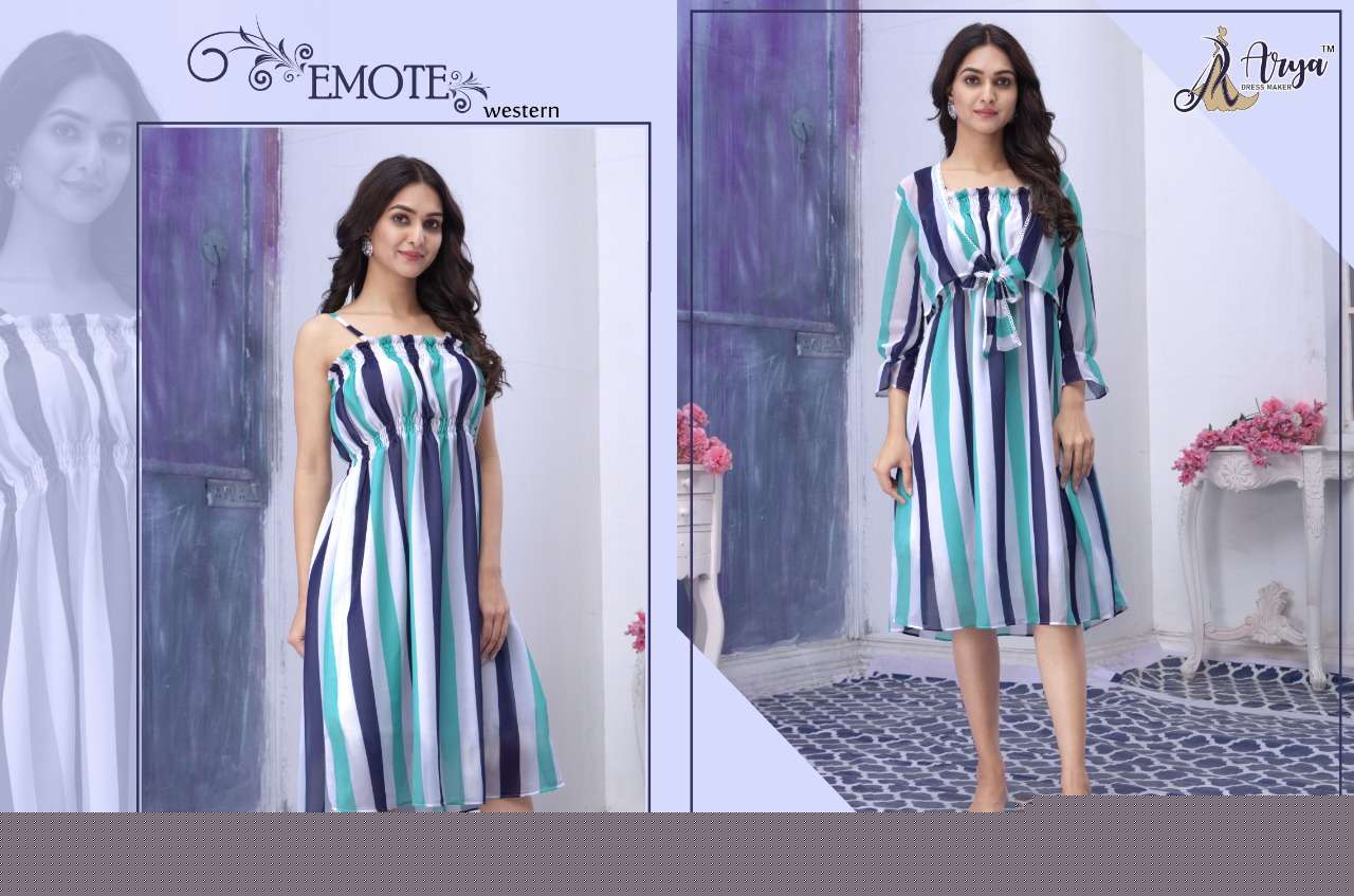 EMOTE BY ARYA DRESS MAKER 01 TO 06 SERIES DESIGNER STYLISH FANCY COLORFUL BEAUTIFUL PARTY WEAR & ETHNIC WEAR COLLECTION GEORGETTE PRINT KURTIS AT WHOLESALE PRICE