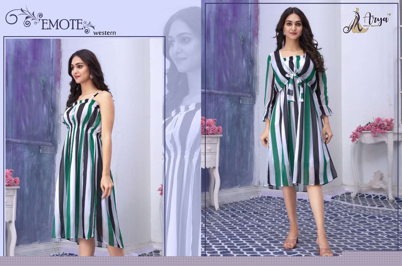 EMOTE BY ARYA DRESS MAKER 01 TO 06 SERIES DESIGNER STYLISH FANCY COLORFUL BEAUTIFUL PARTY WEAR & ETHNIC WEAR COLLECTION GEORGETTE PRINT KURTIS AT WHOLESALE PRICE