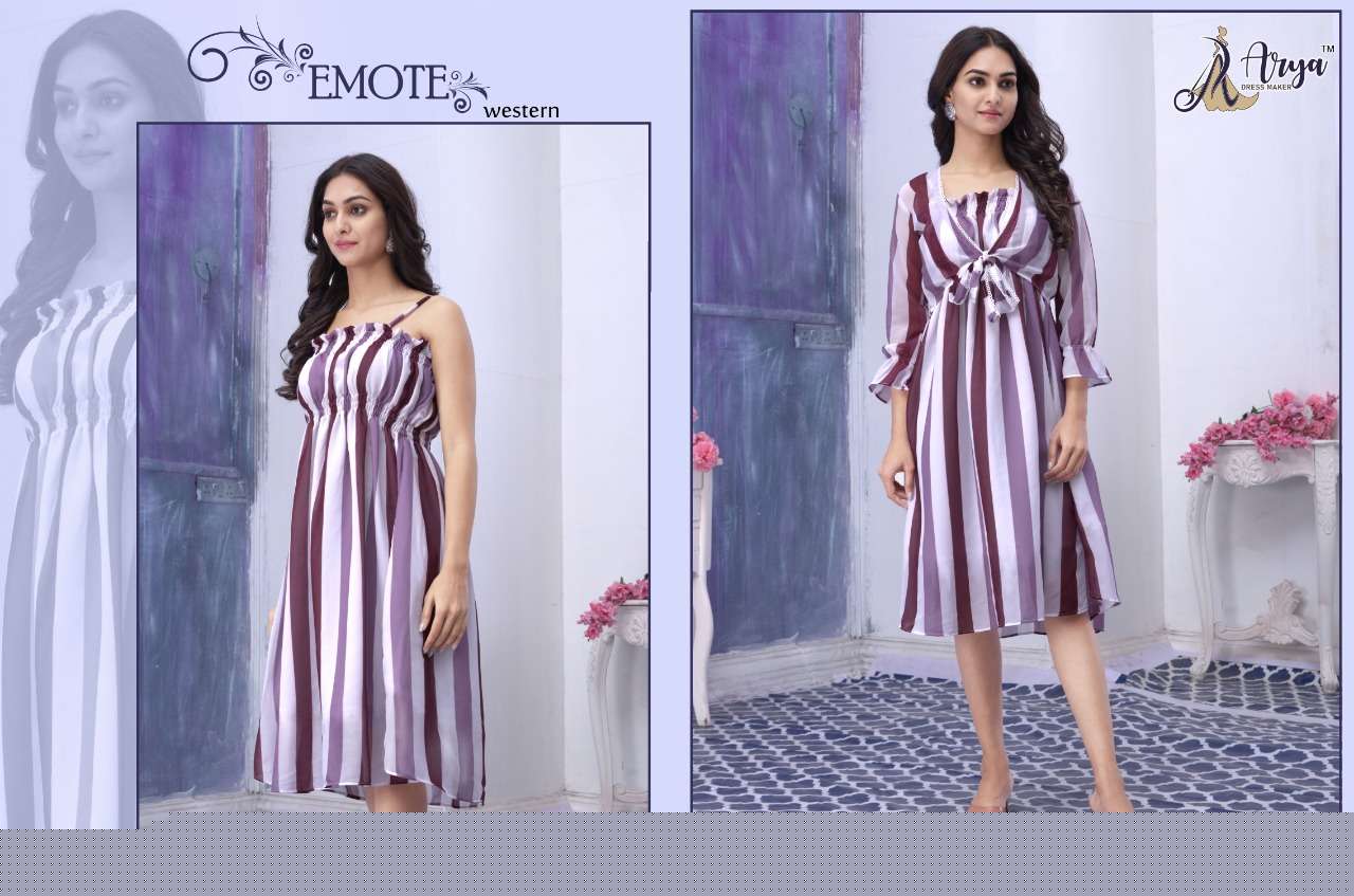 EMOTE BY ARYA DRESS MAKER 01 TO 06 SERIES DESIGNER STYLISH FANCY COLORFUL BEAUTIFUL PARTY WEAR & ETHNIC WEAR COLLECTION GEORGETTE PRINT KURTIS AT WHOLESALE PRICE
