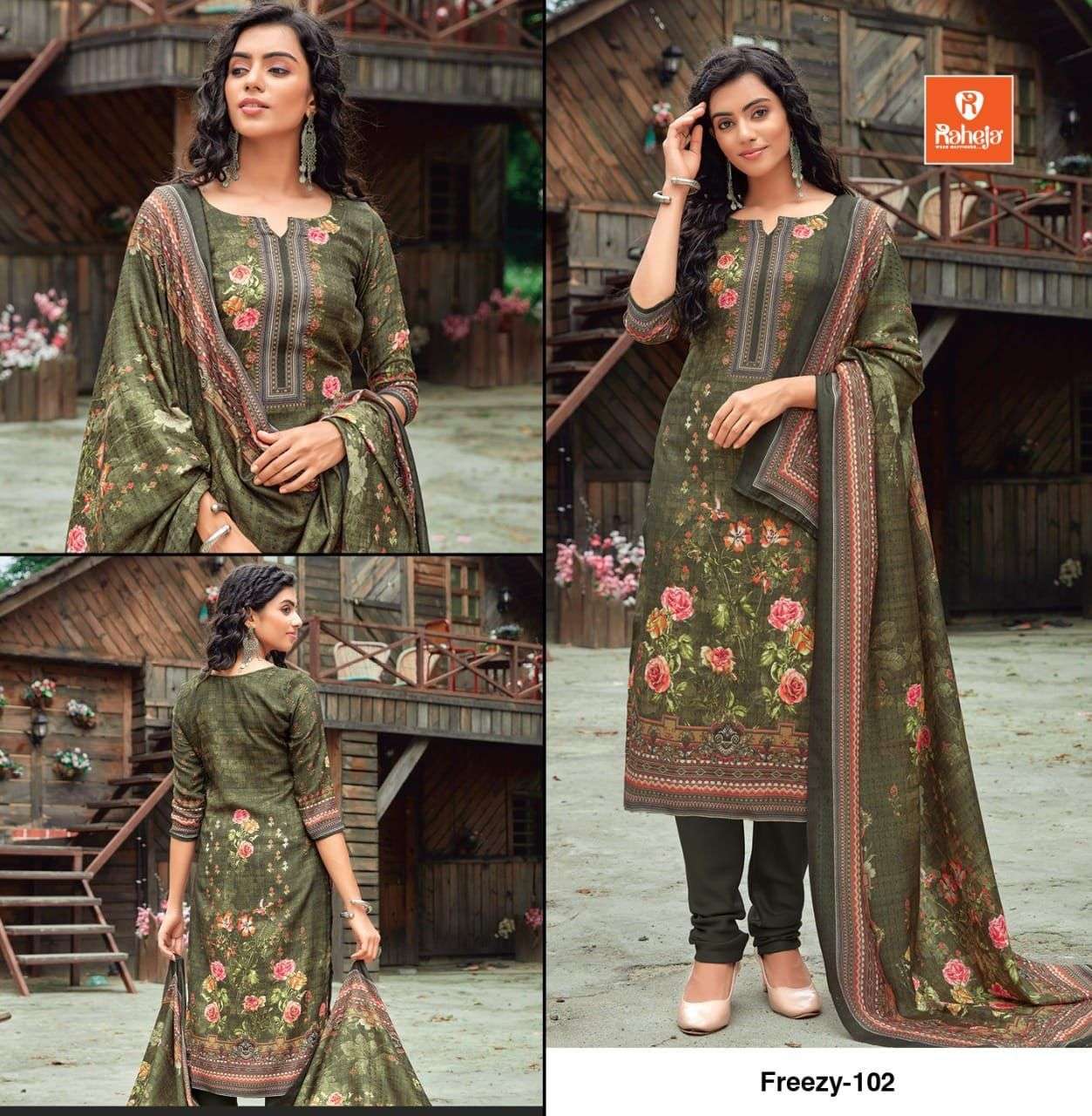 FREEZY BY RAHEJA 101 TO 109 SERIES BEAUTIFUL STYLISH SHARARA SUITS FANCY COLORFUL CASUAL WEAR & ETHNIC WEAR & READY TO WEAR PASHMINA DIGITAL PRINTED DRESSES AT WHOLESALE PRICE